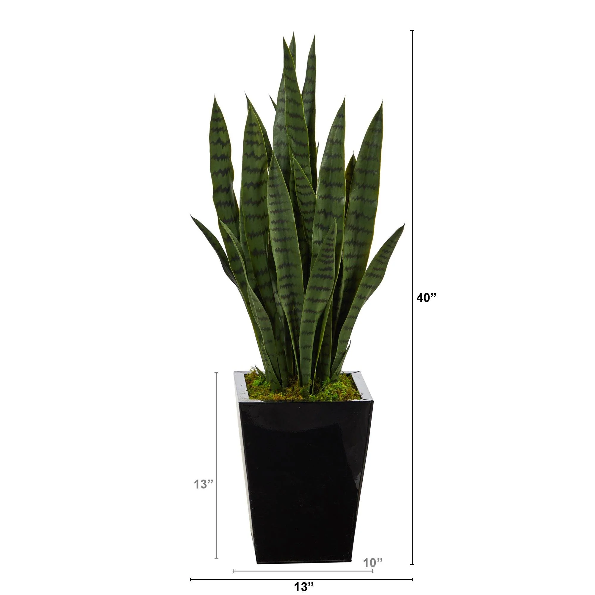 40” Sansevieria Artificial Plant in Black Metal Planter - Image 2