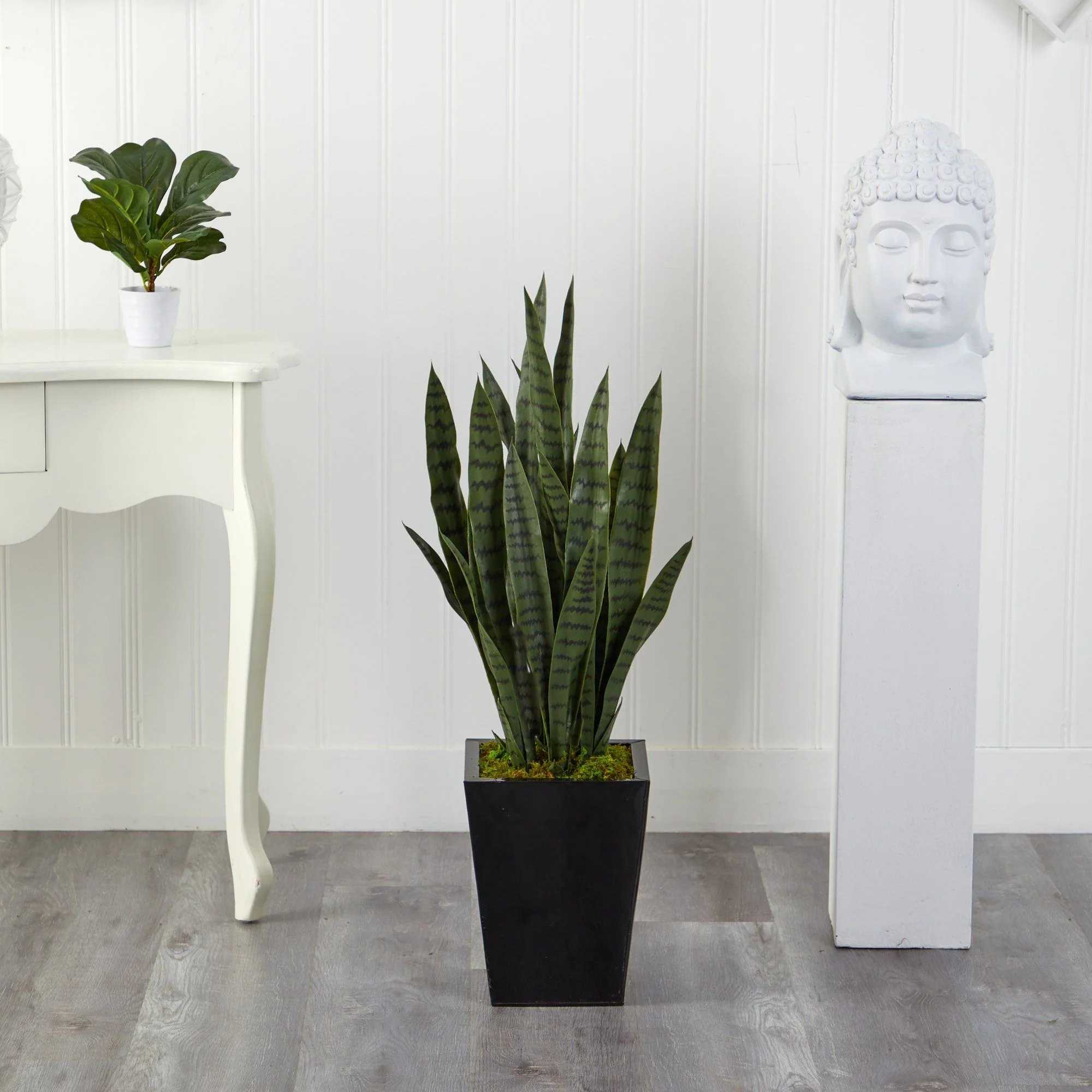 40” Sansevieria Artificial Plant in Black Metal Planter - Image 3