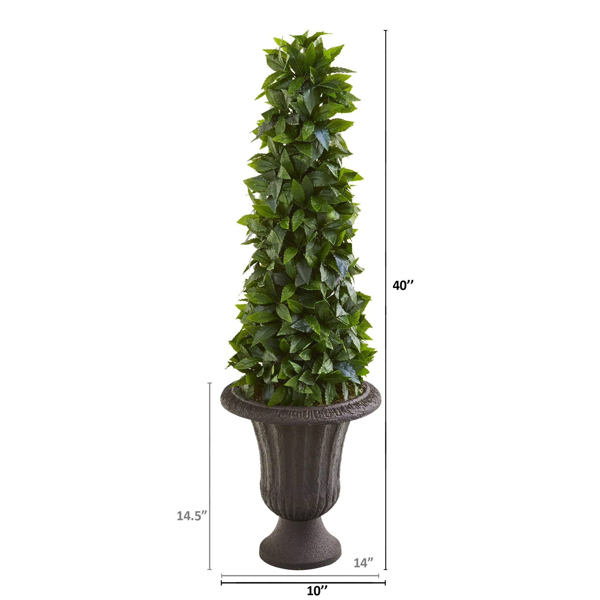 40” Sweet Bay Cone Topiary Artificial Tree in Decorative Brown Urn - Image 2