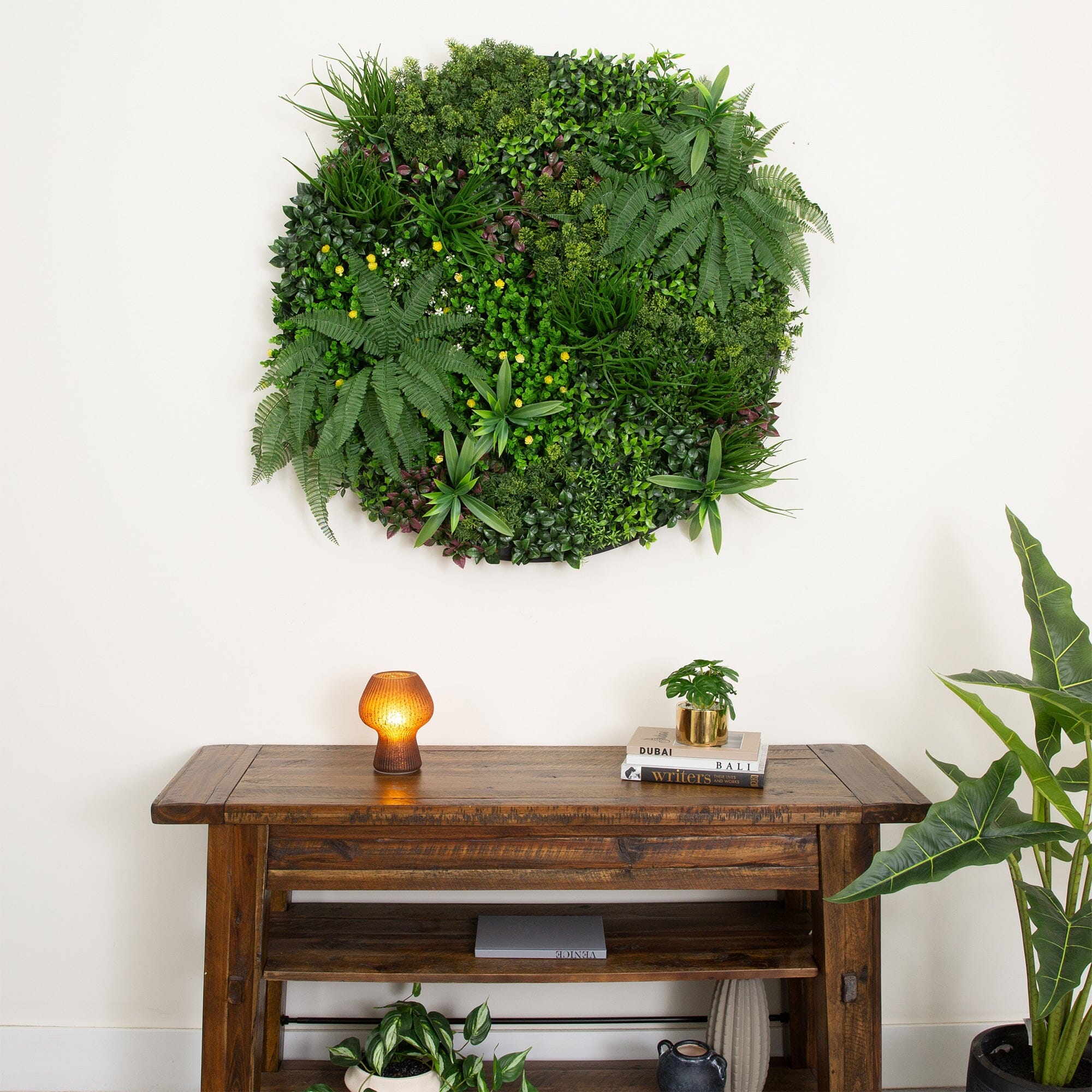 40” UV Resistant Almafi Coast Artificial Living Wall Art Panel in Black Aluminum Frame - Image 4