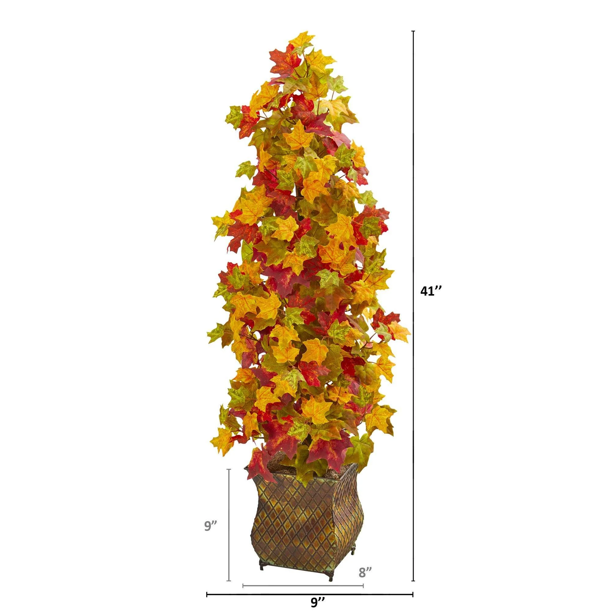 41” Autumn Maple Artificial Tree in Decorative Metal Planter - Image 2