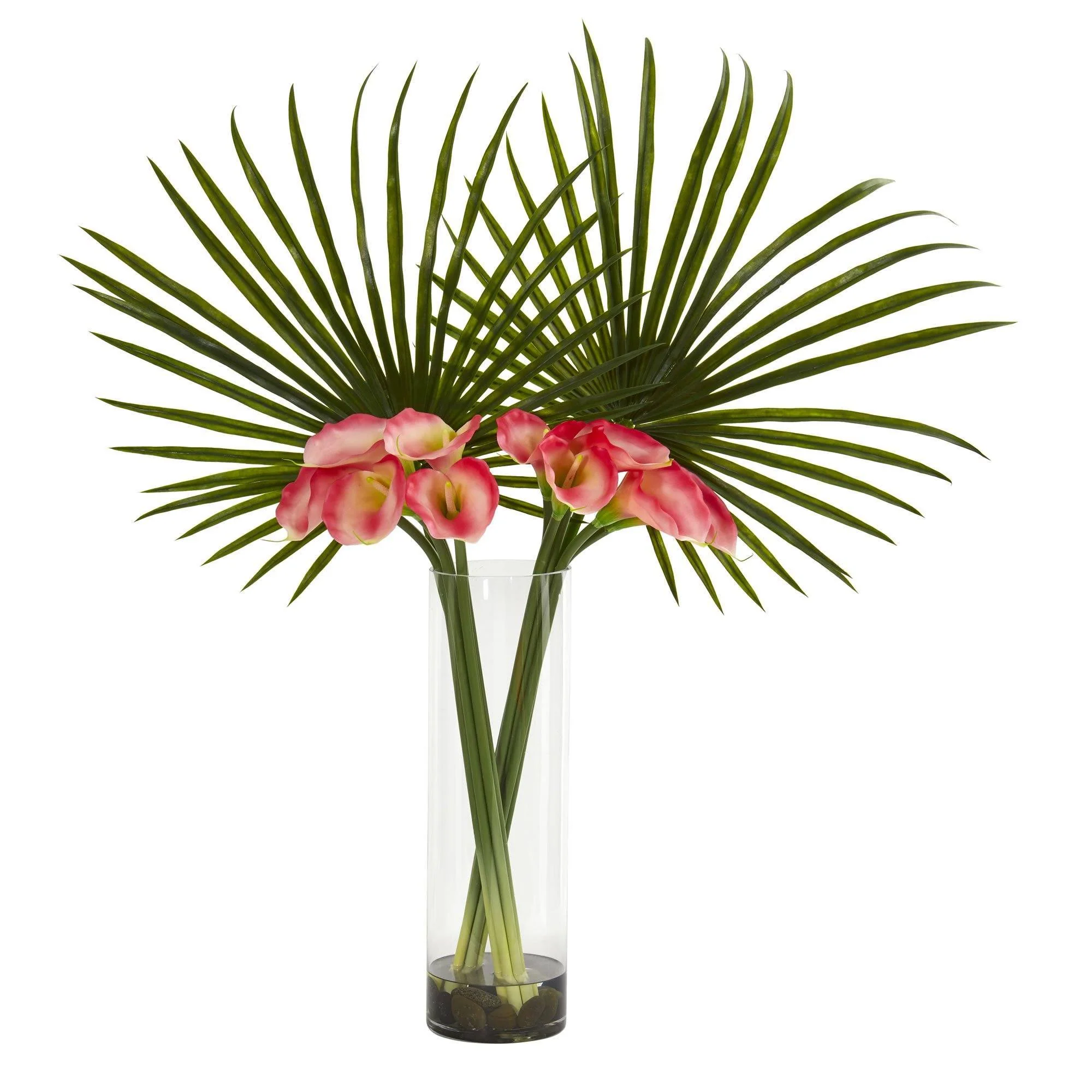 Fan Palm and Calla Lily Artificial Arrangement - Image 2