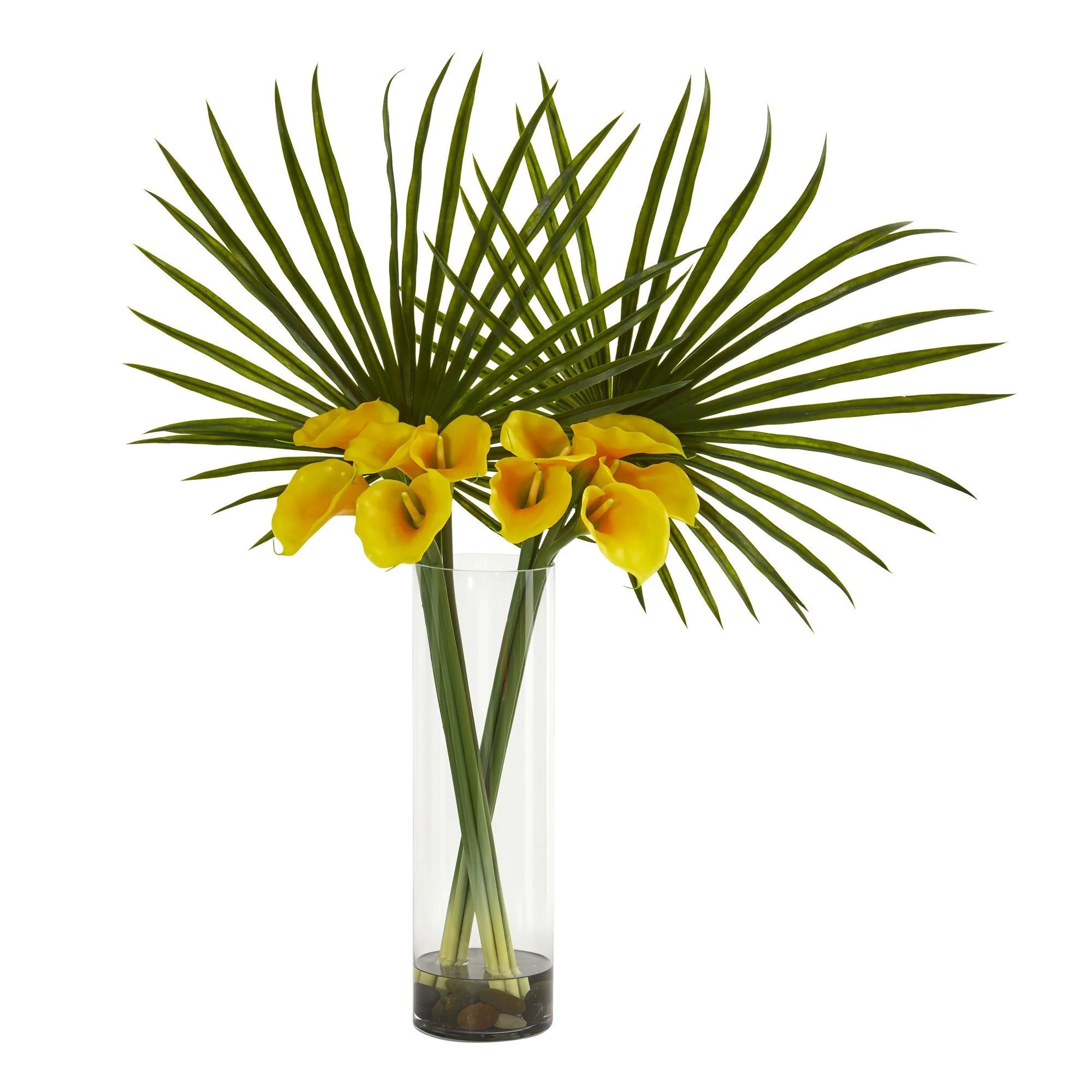 Fan Palm and Calla Lily Artificial Arrangement - Image 4