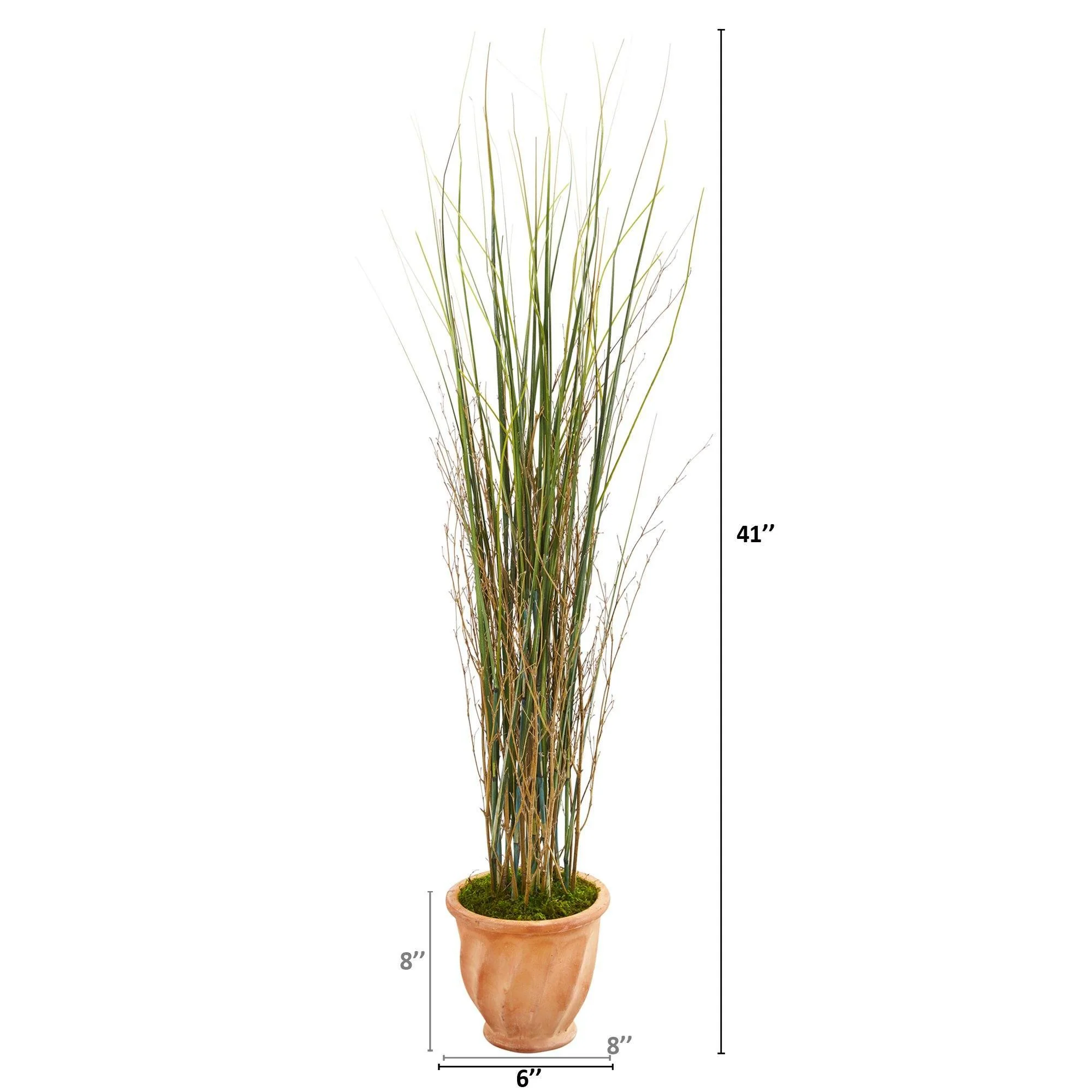 41” Grass and Bamboo Artificial Plant in Terra-cotta  Planter - Image 2