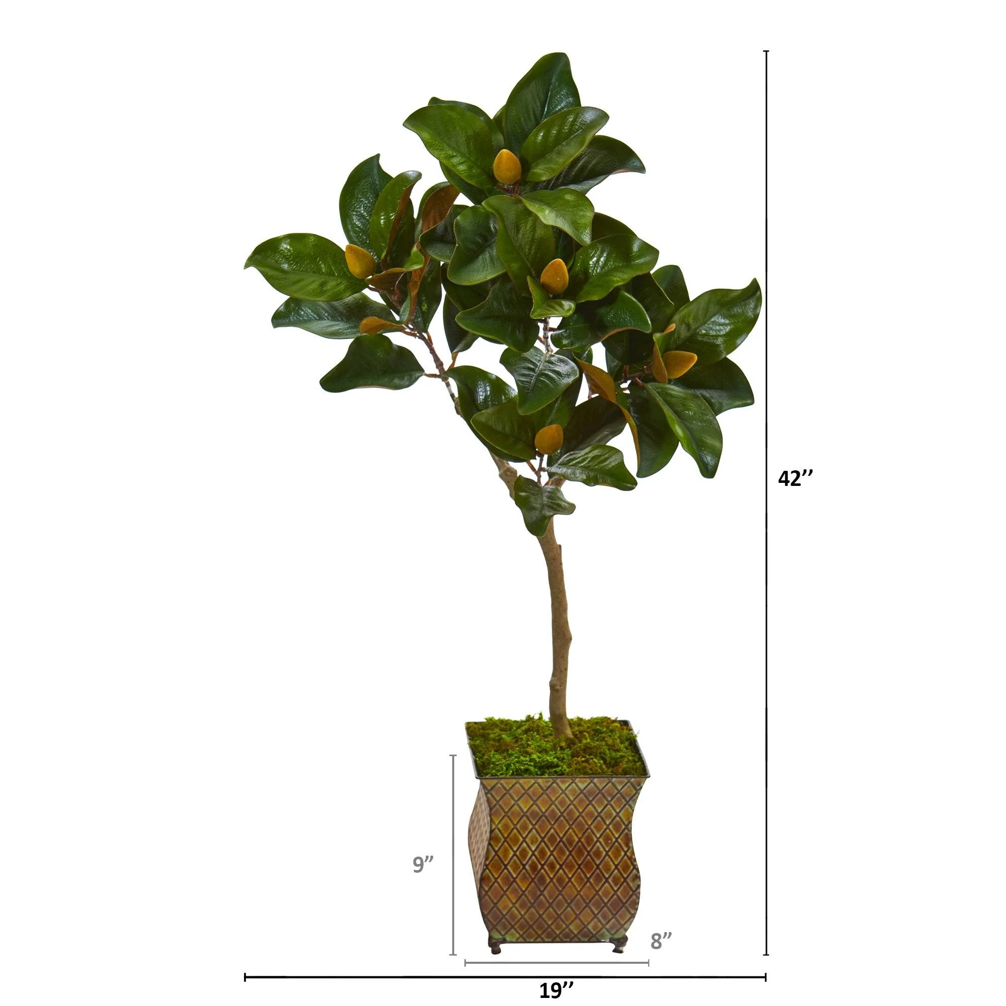 42” Magnolia Leaf Artificial Tree in Decorative Metal Planter - Image 2