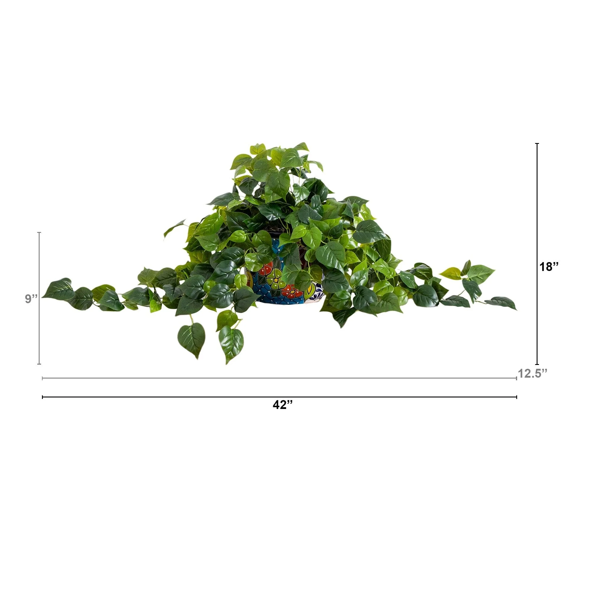 42” UV Resistant Artificial Philodendron in Handmade Mexican Talavera Ceramic Planter (Indoor/Outdoor) - Image 6