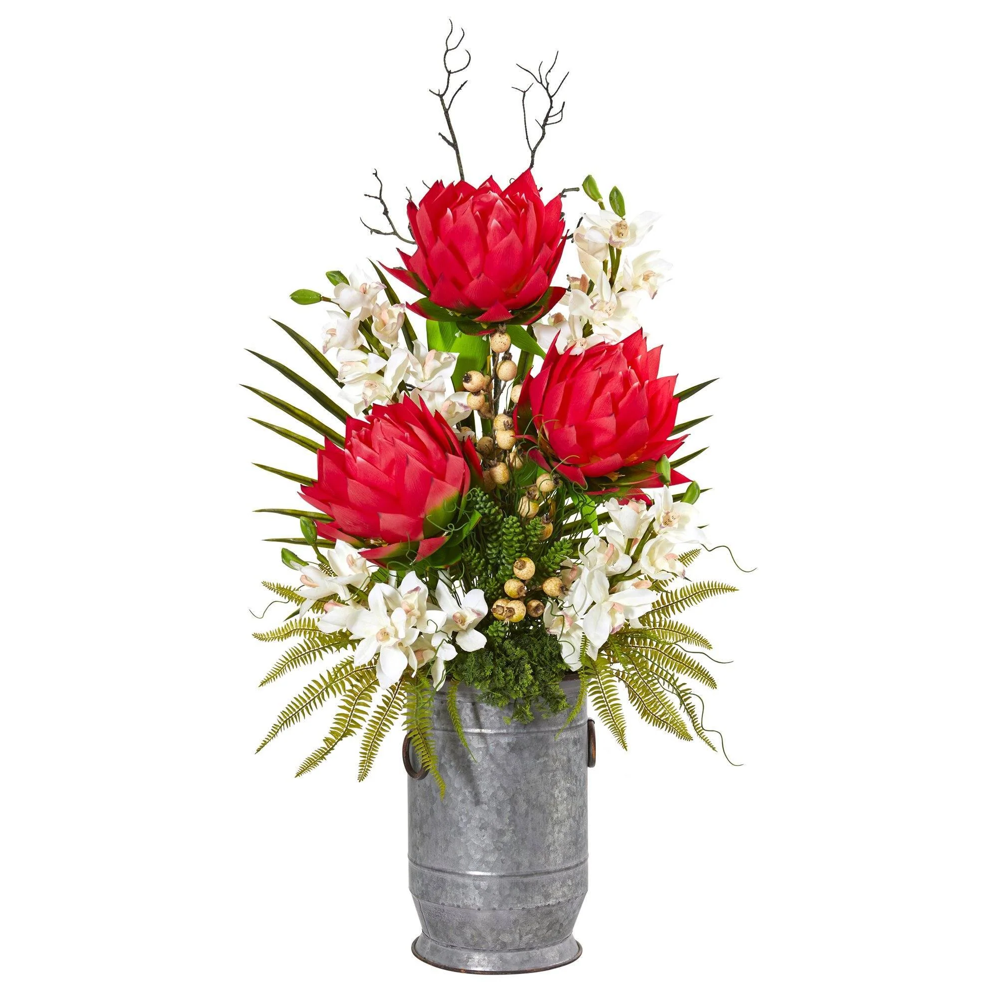 43” Cymbidium Orchid, Succulent and Mixed Flower Artificial Plant