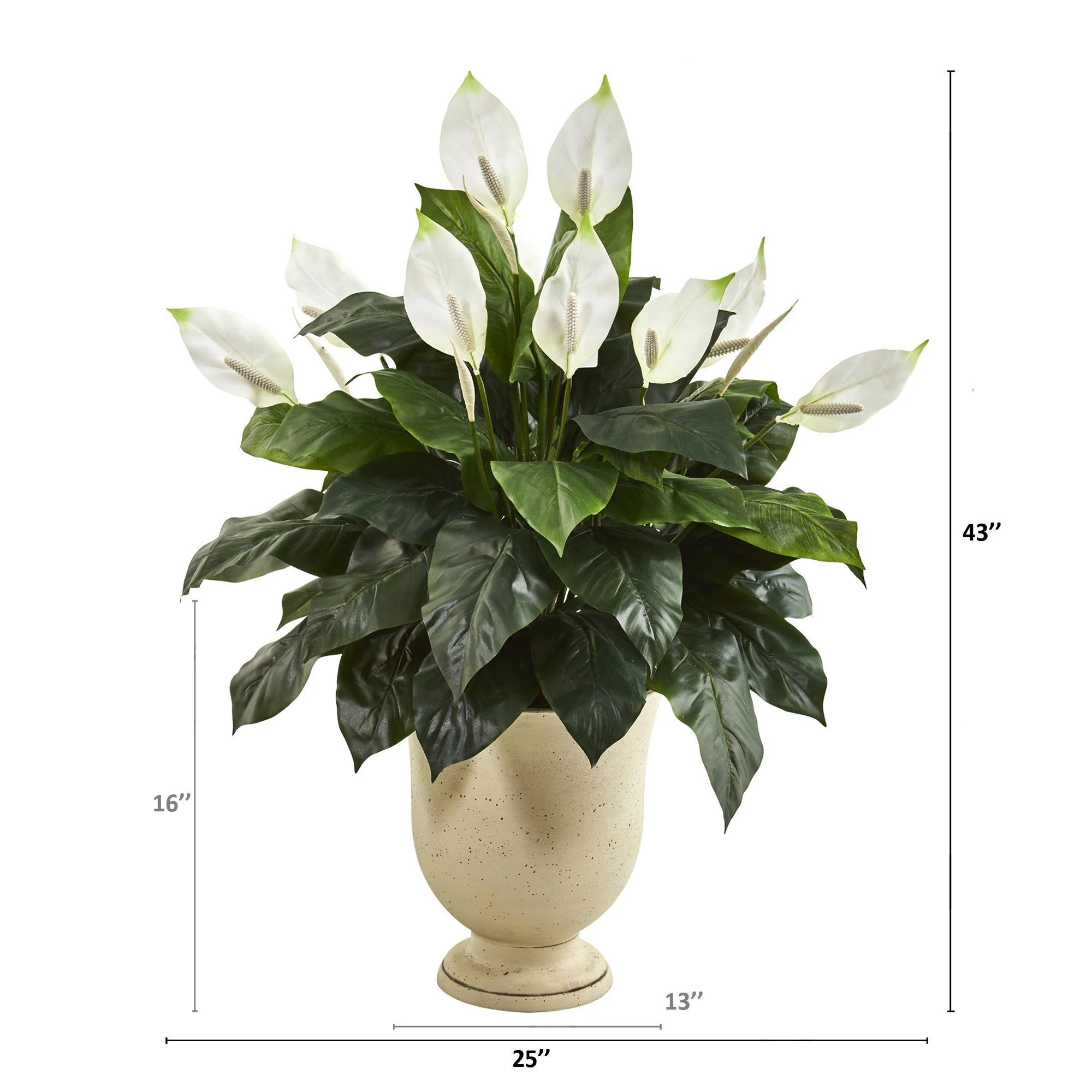 43” Spathifyllum Artificial Plant in White Urn - Image 2