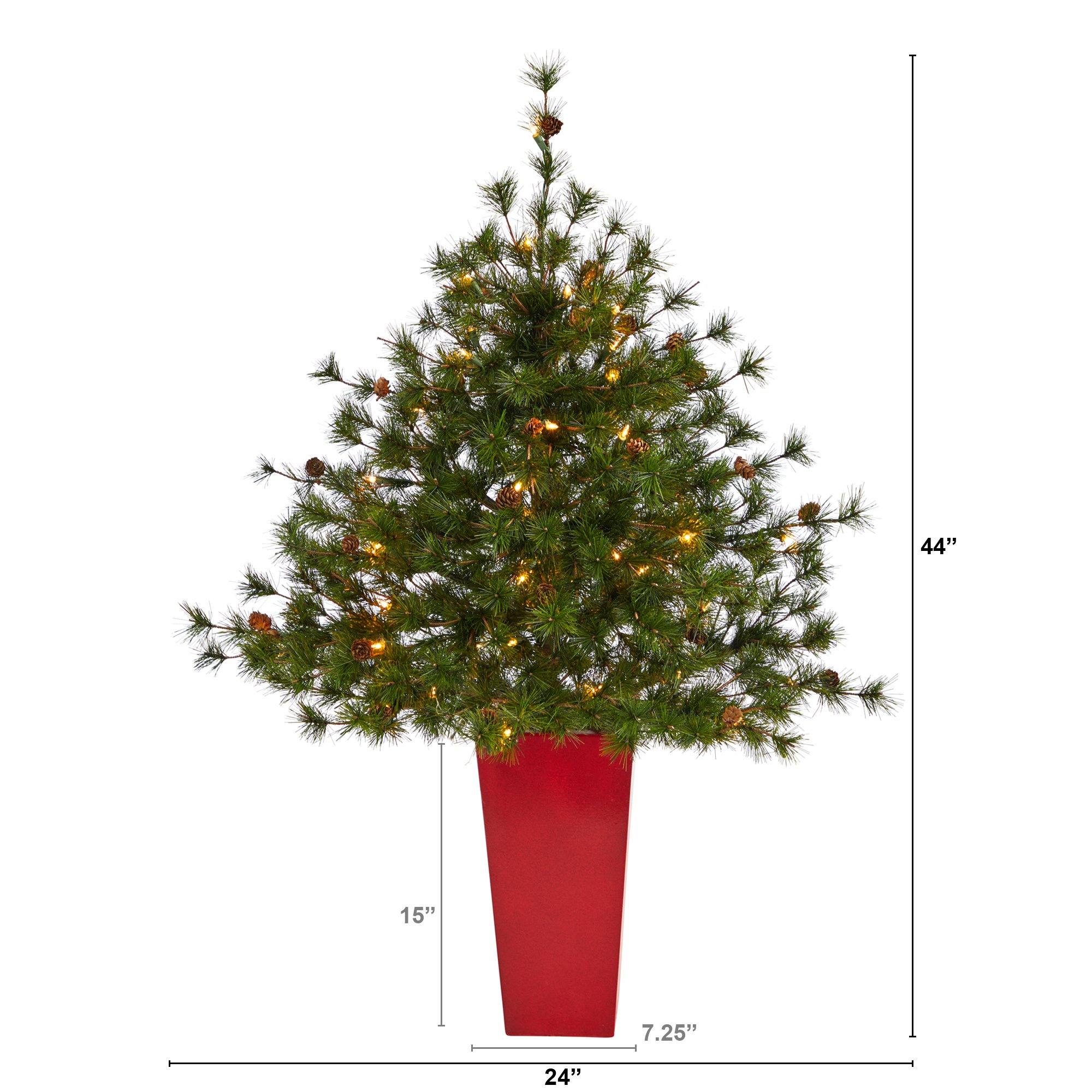 44” Colorado Mountain Pine Artificial Christmas Tree with 50 Clear Lights. 171 Bendable Branches and Pine Cones in Planter - Image 10