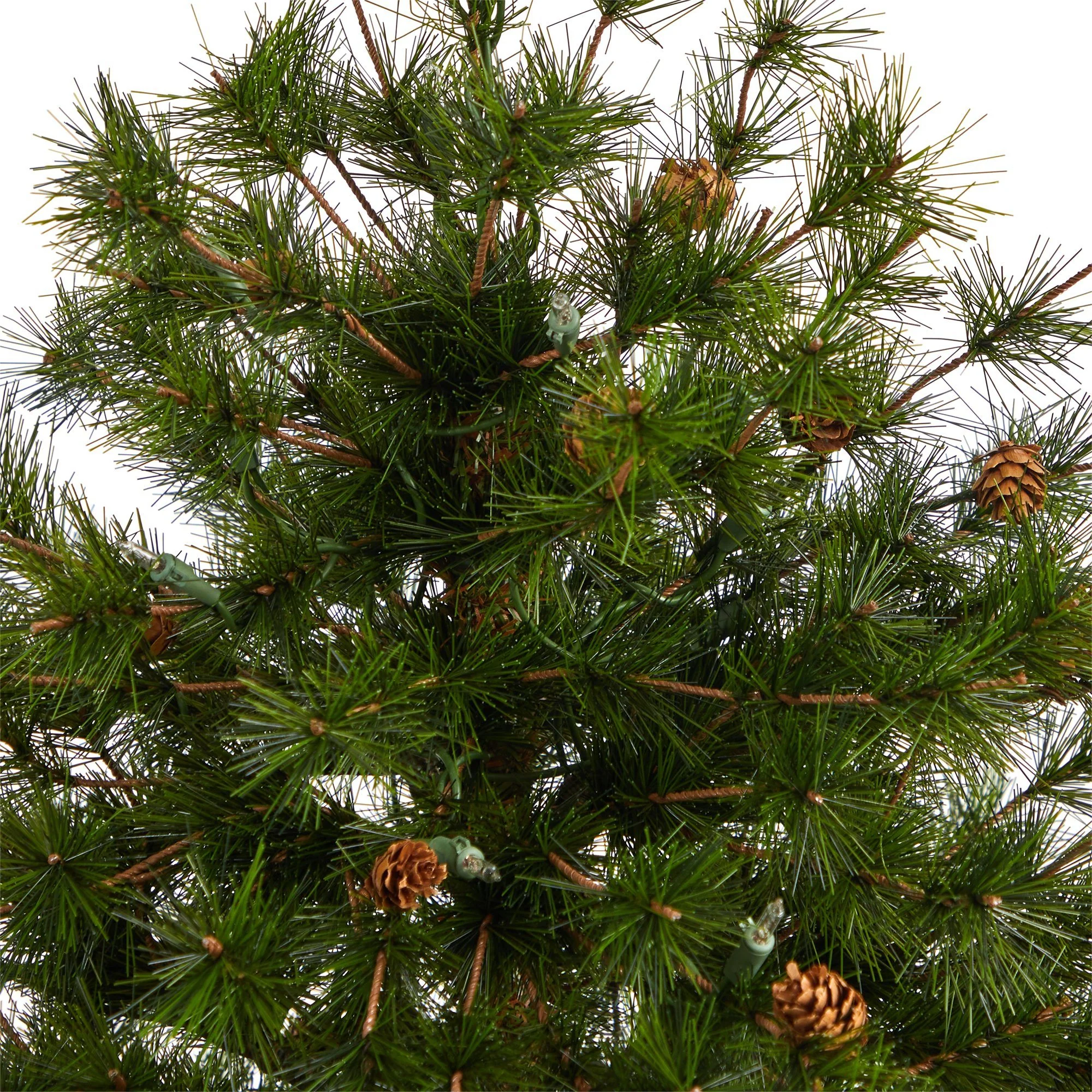 44” Colorado Mountain Pine Artificial Christmas Tree with 50 Clear Lights. 171 Bendable Branches and Pine Cones in Planter - Image 2