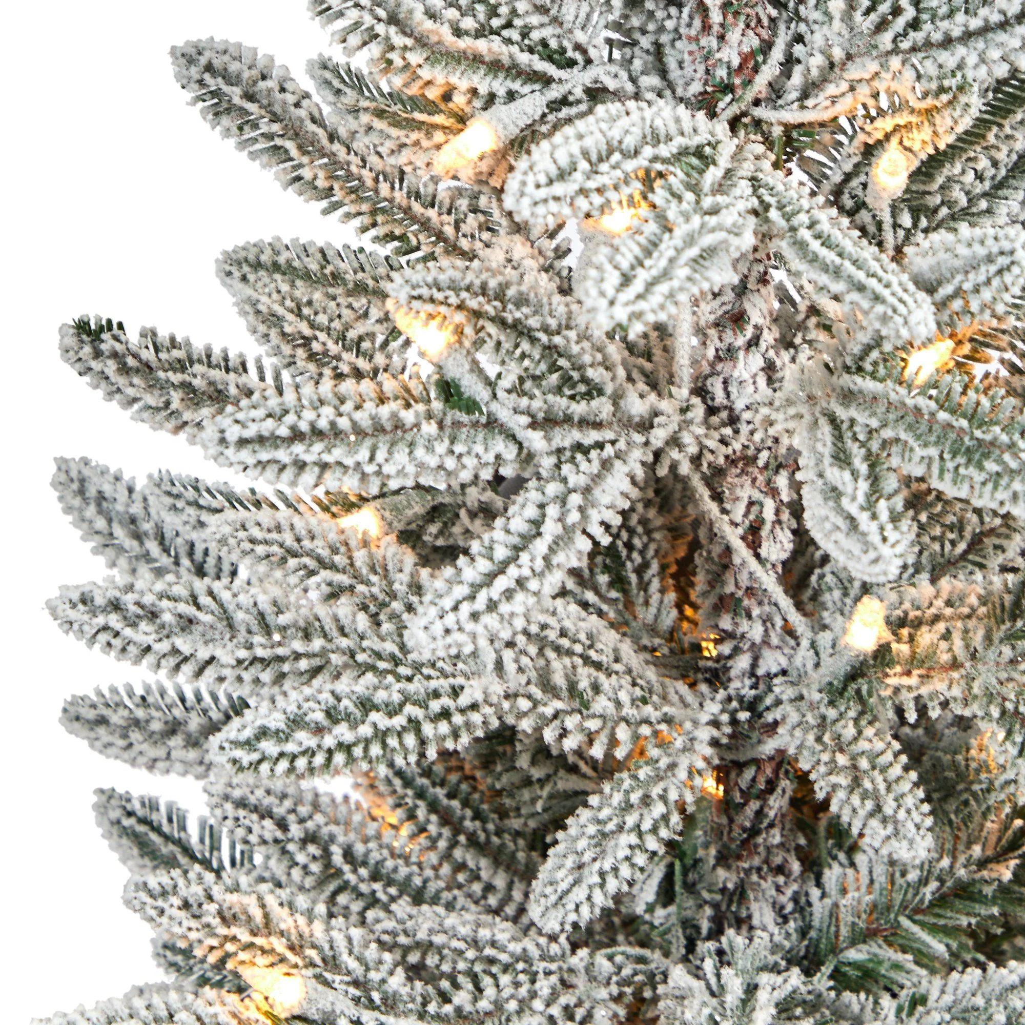 44” Flocked Manchester Spruce Artificial Christmas Tree with 50 Lights and 133 Bendable Branches in White Planter - Image 4