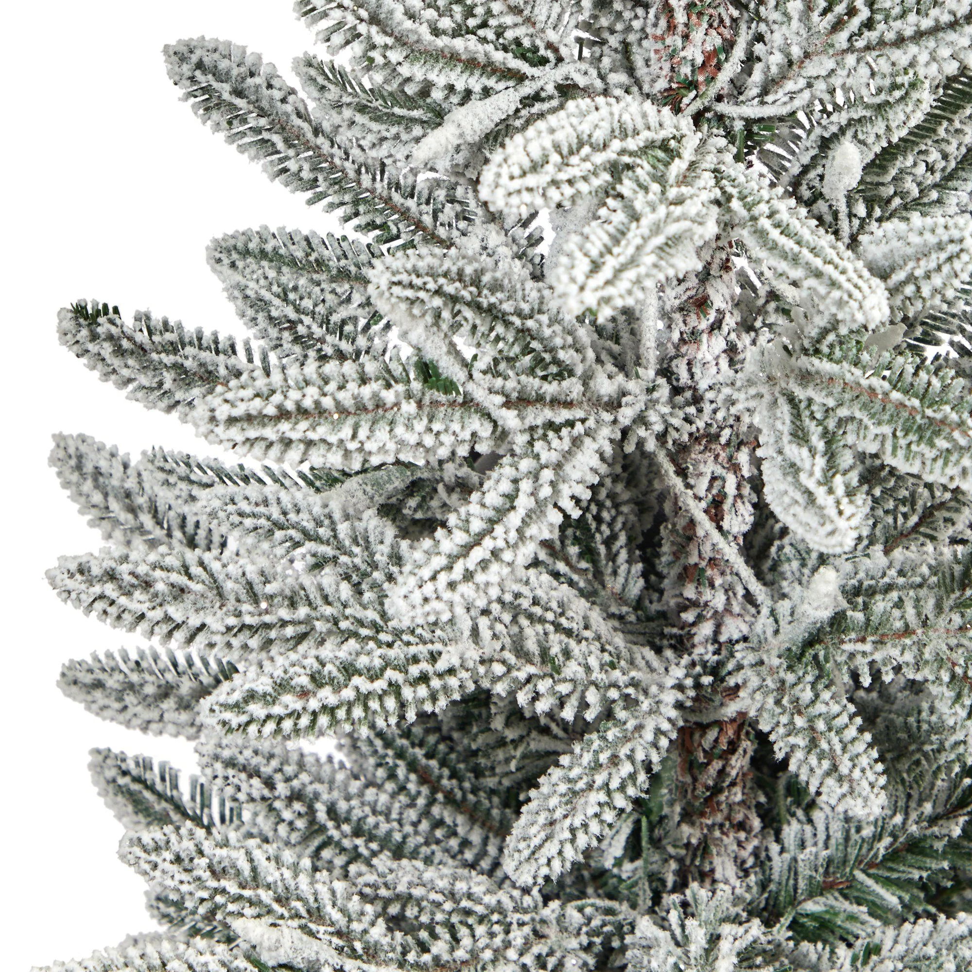 44” Flocked Manchester Spruce Artificial Christmas Tree with 50 Lights and 133 Bendable Branches in White Planter - Image 5
