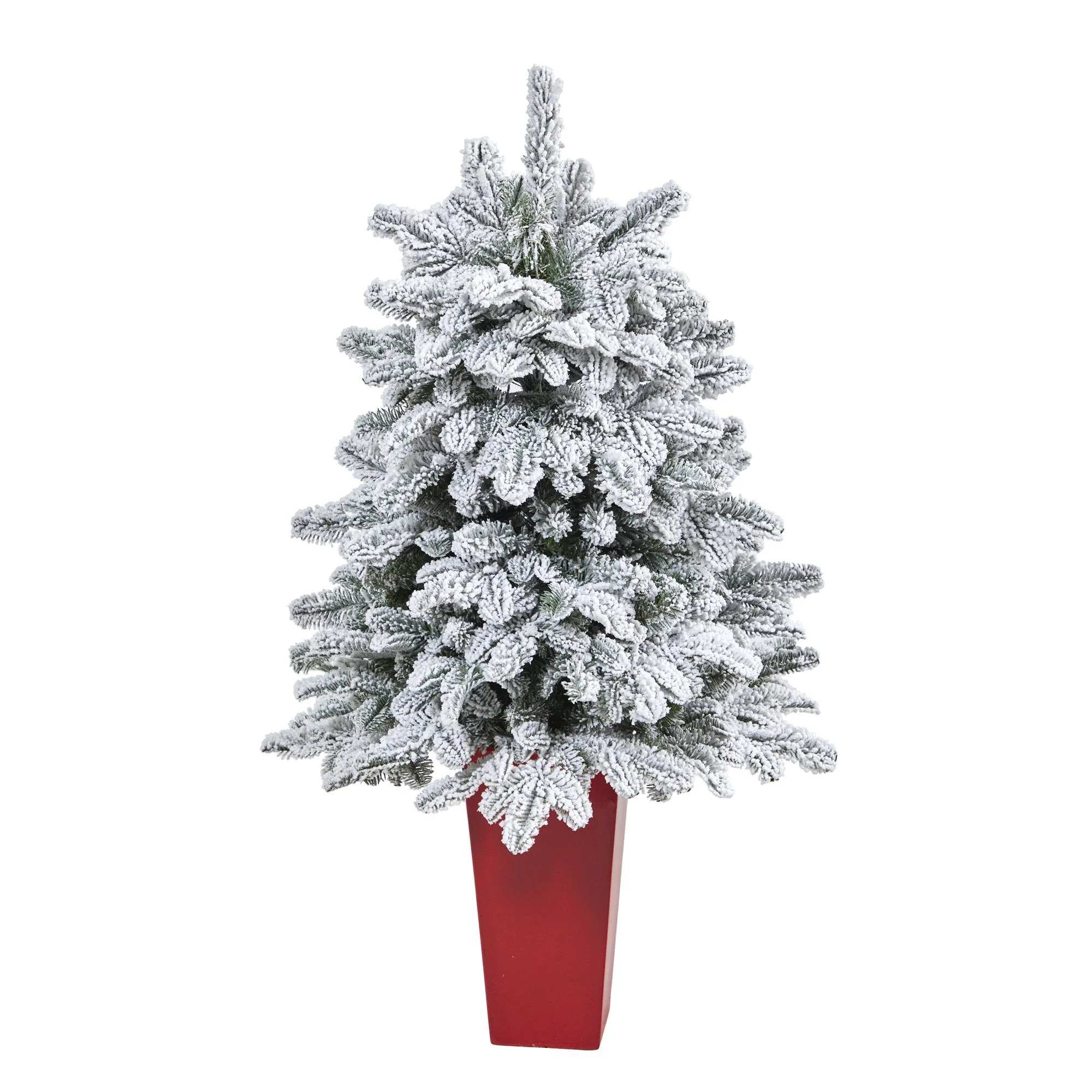 44” Flocked North Carolina Fir Artificial Christmas Tree with 150 Warm White Lights and 545 Bendable Branches in Planter - Image 3