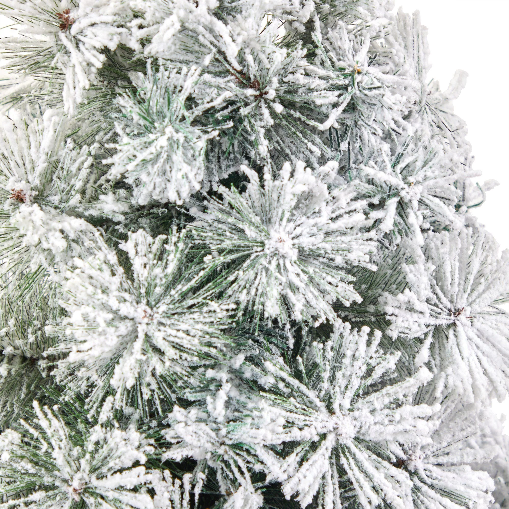 44” Flocked Oregon Pine Artificial Christmas Tree with 50 Clear Lights and 113 Bendable Branches in Charcoal Planter - Image 5