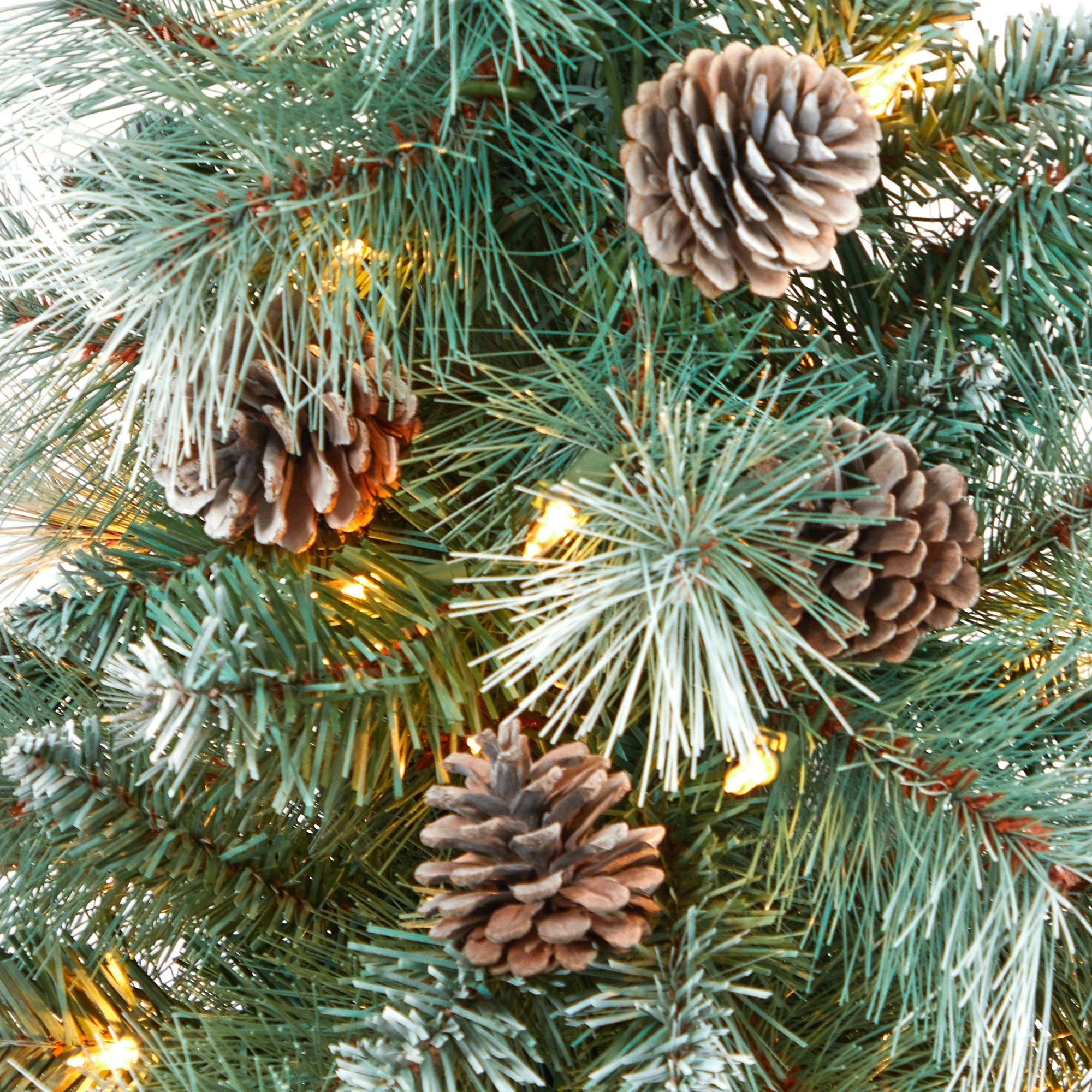 44” Frosted Tip British Columbia Mountain Pine Artificial Christmas Tree in Red Tower Planter - Image 4