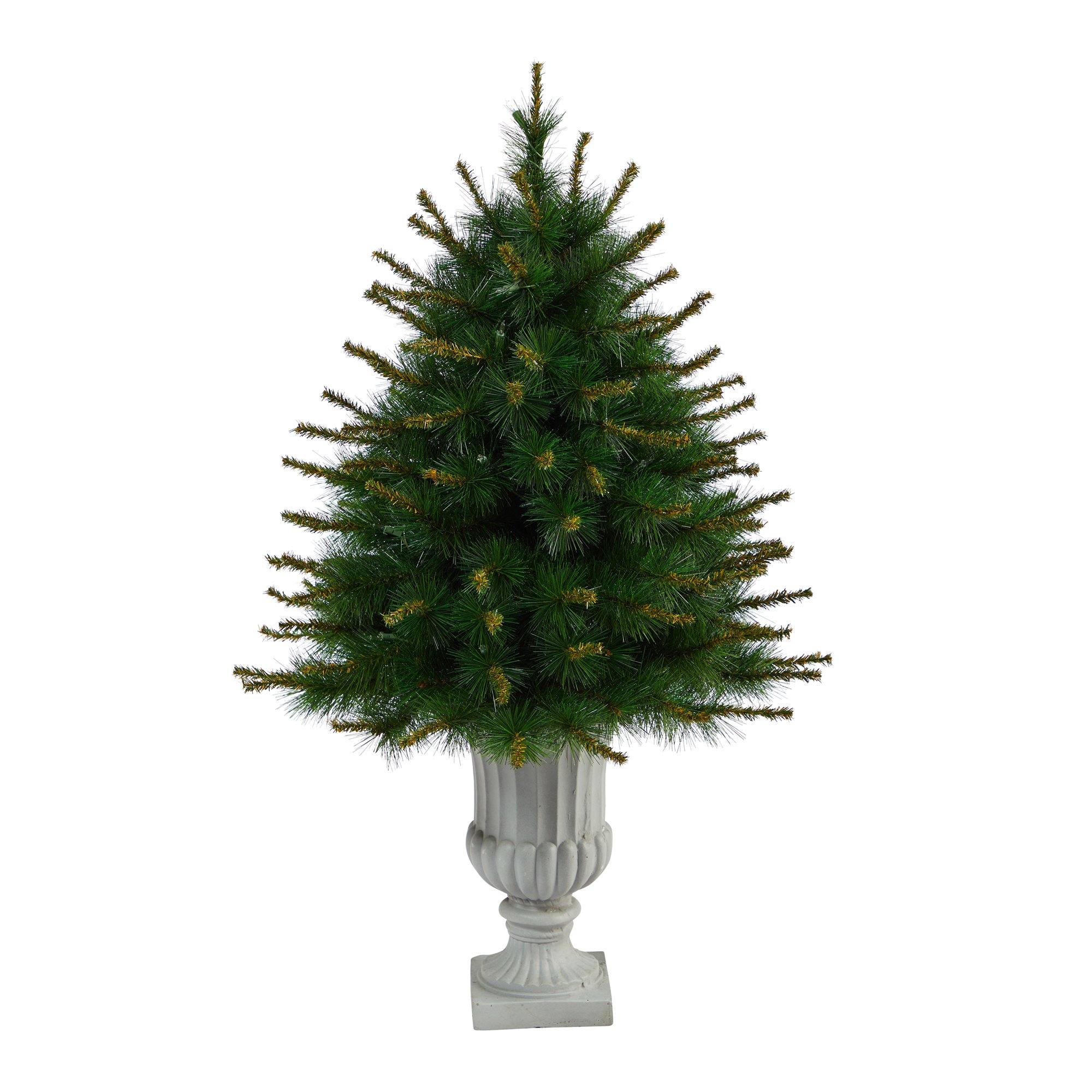 44” New England Pine Artificial Christmas Tree with 50 Clear Lights and 117 Bendable Branches in Decorative Urn - Image 3