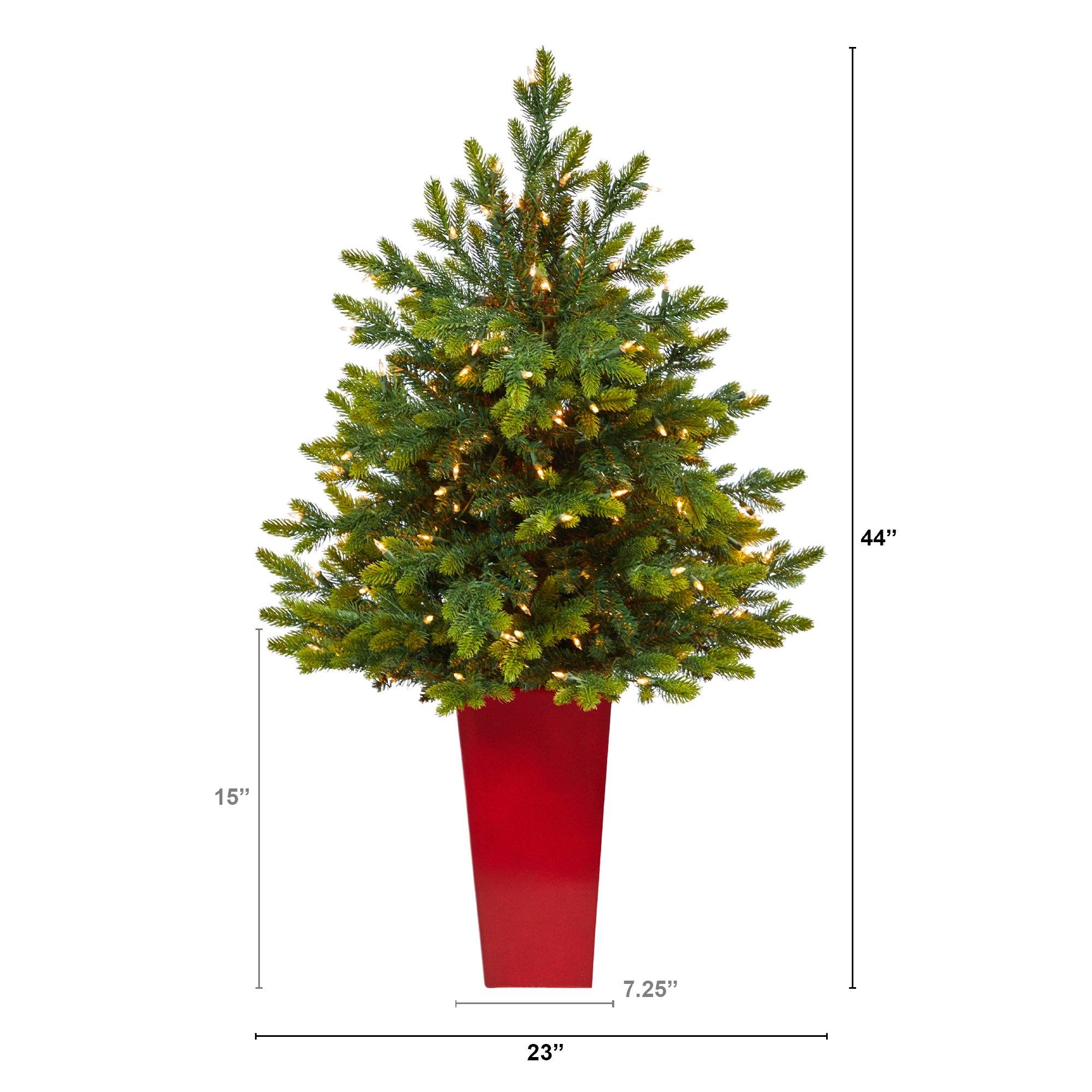 44” North Carolina Fir Artificial Christmas Tree with 150 Clear Lights and 563 Bendable Branches in Red Tower Planter - Image 2