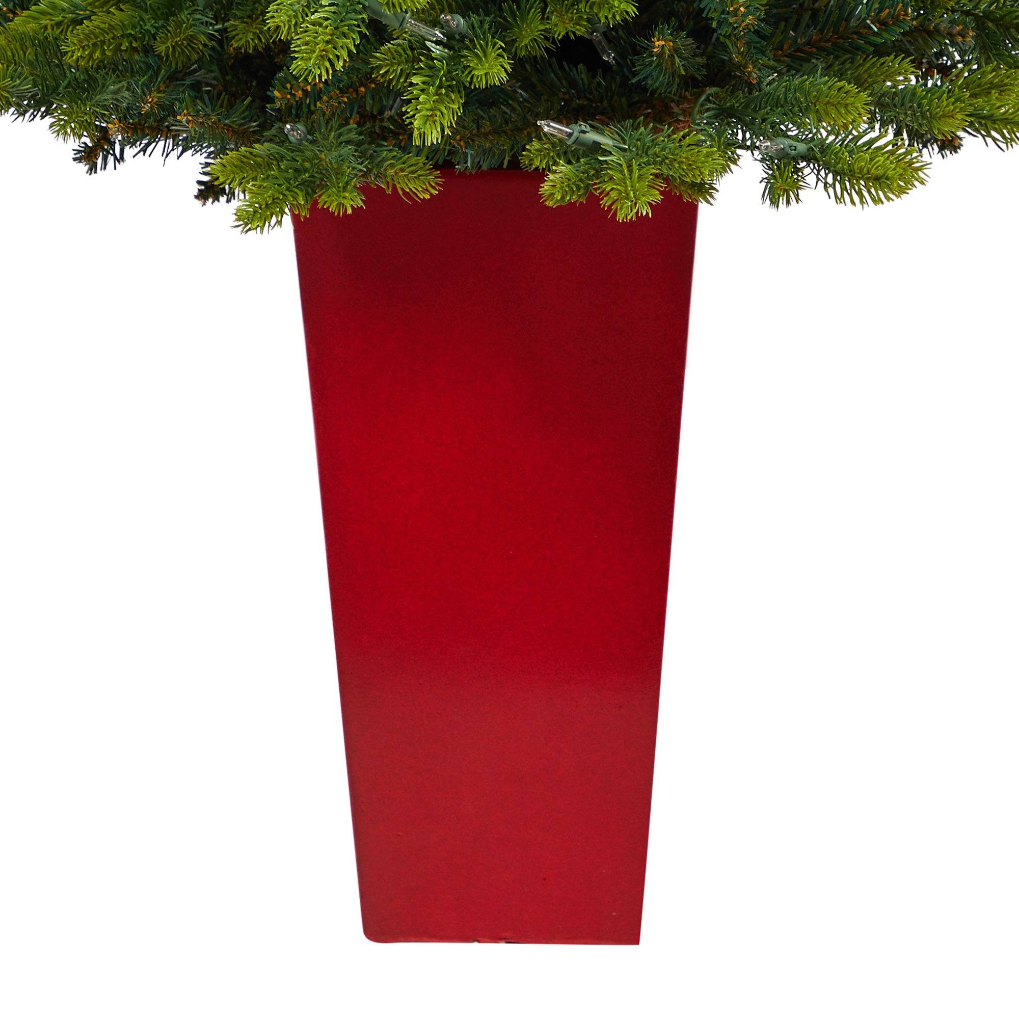44” North Carolina Fir Artificial Christmas Tree with 150 Clear Lights and 563 Bendable Branches in Red Tower Planter - Image 6