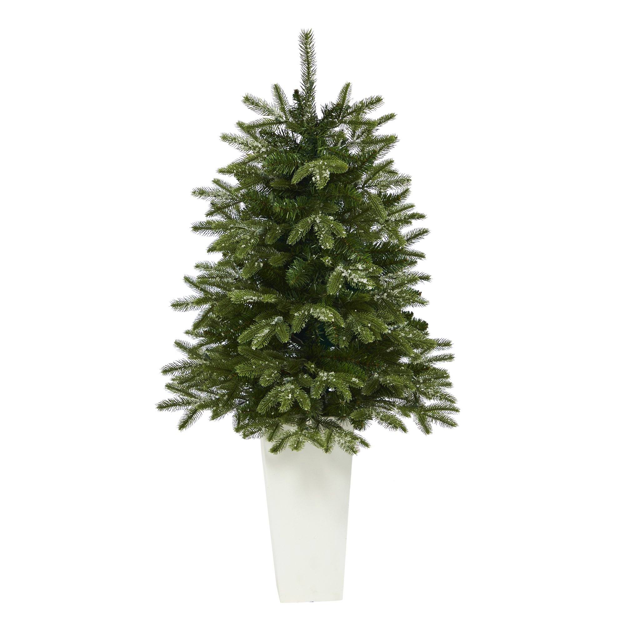 44” Snowed Grand Teton Fir Artificial Christmas Tree with 50 Clear Lights and 111 Bendable Branches in Red Planter - Image 9