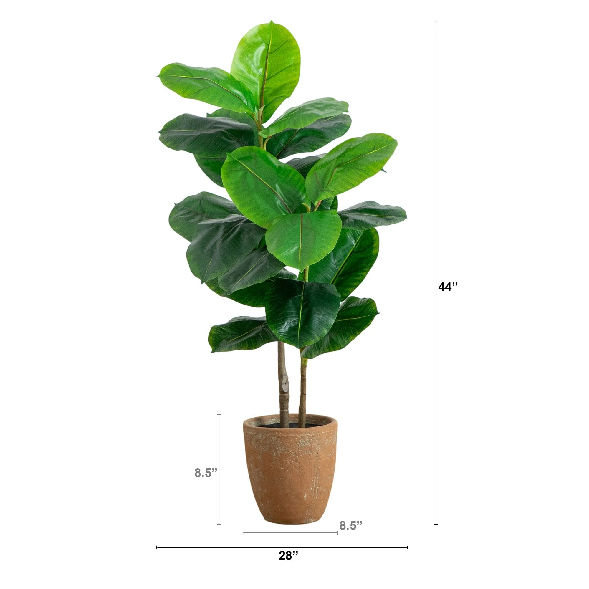 44" Artificial Rubber Tree in Decorative Planter - Image 5