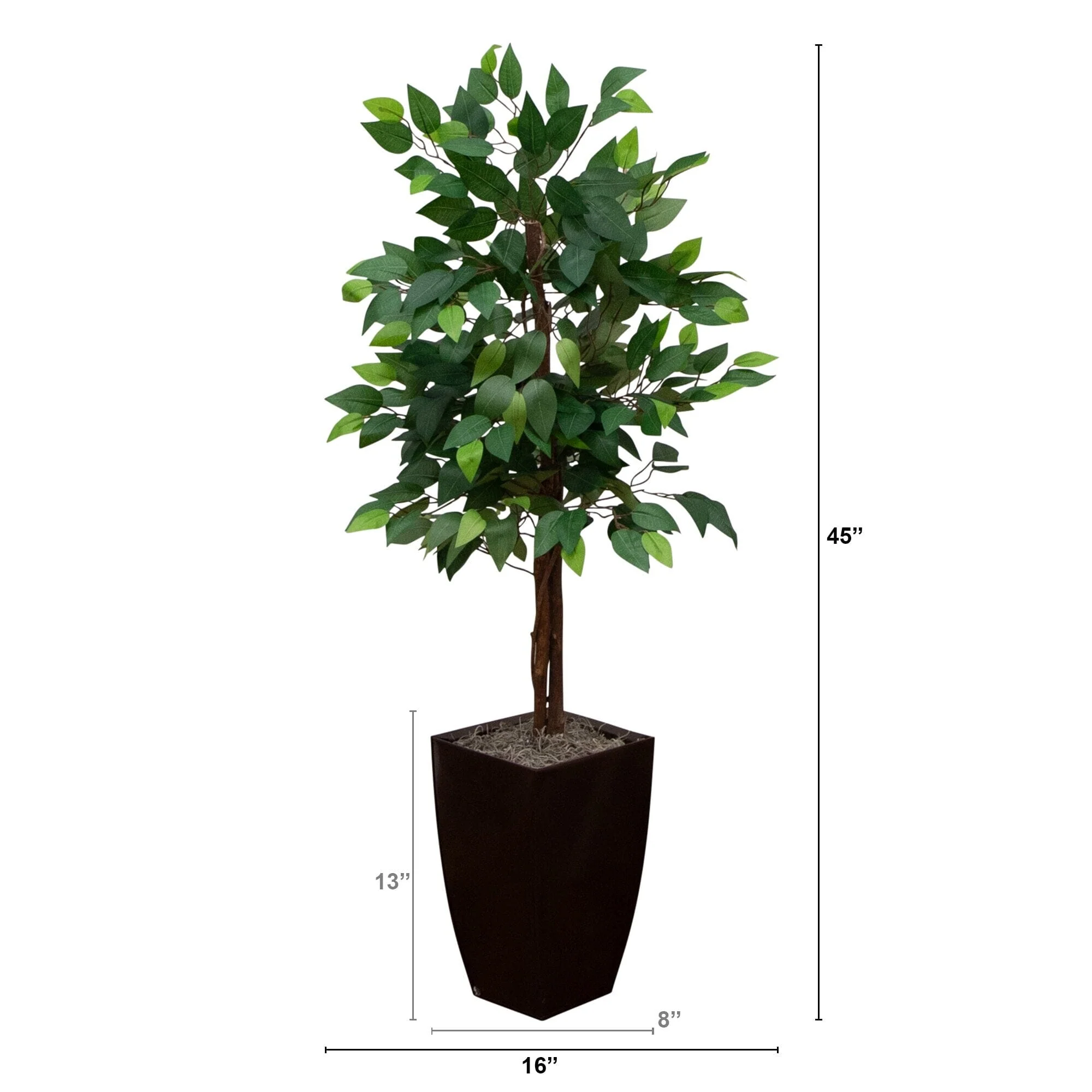 45” Artificial Ficus Tree with Metal Planter - Image 3