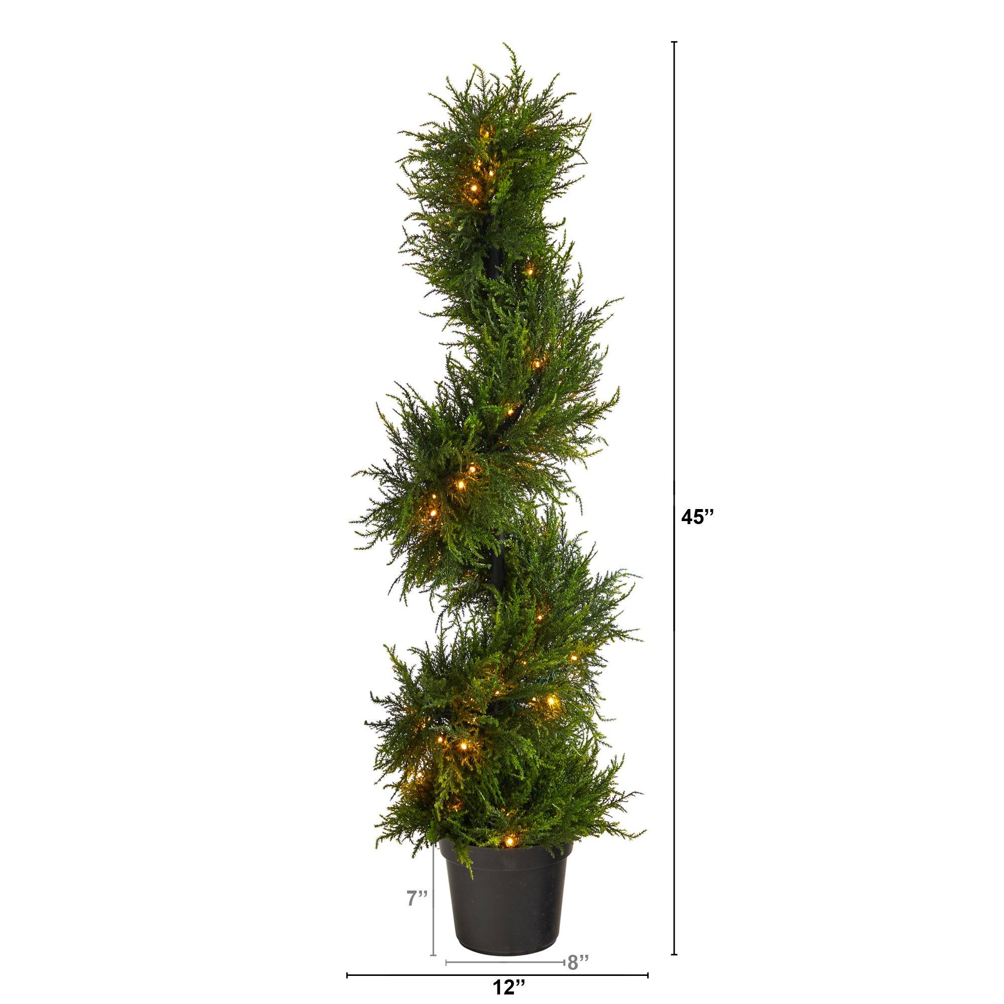 45” Spiral Cypress Artificial Tree with 80 Clear LED Lights UV Resistant (Indoor/Outdoor) - Image 2