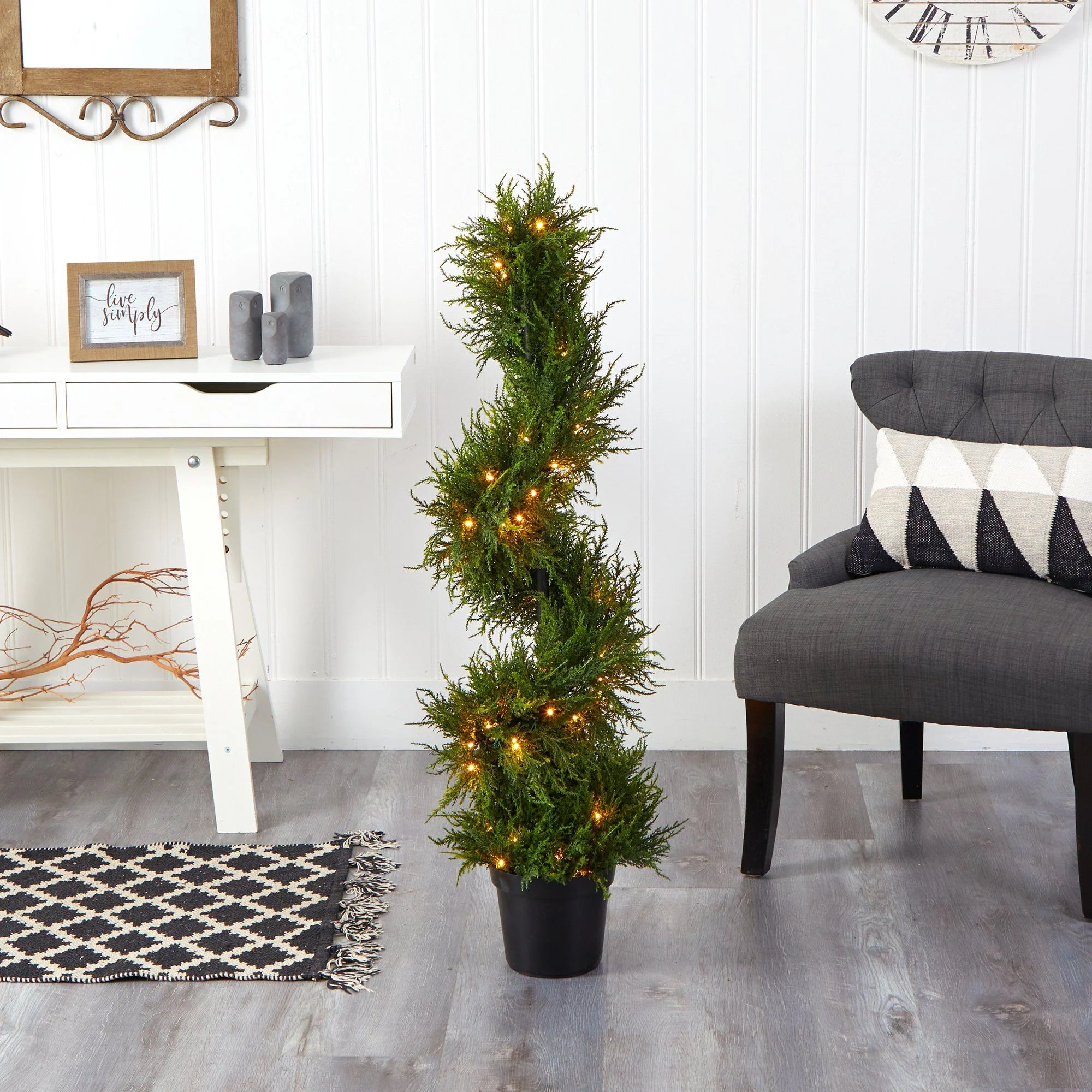 45” Spiral Cypress Artificial Tree with 80 Clear LED Lights UV Resistant (Indoor/Outdoor) - Image 6