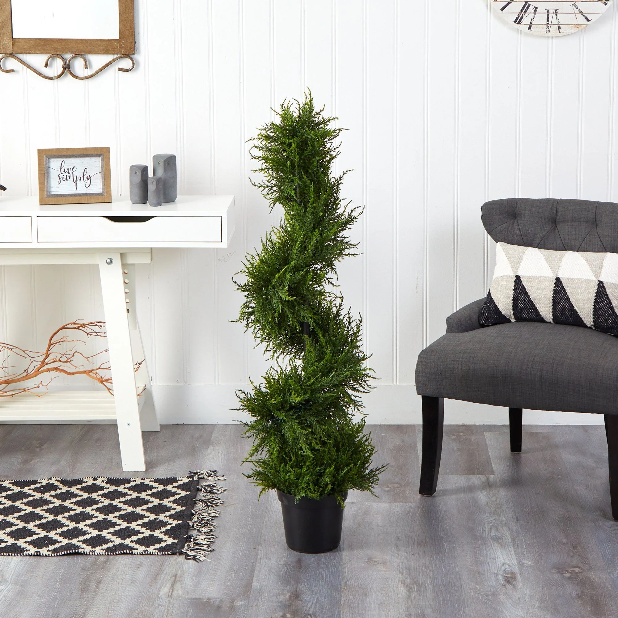 45” Spiral Cypress Artificial Tree with 80 Clear LED Lights UV Resistant (Indoor/Outdoor) - Image 7