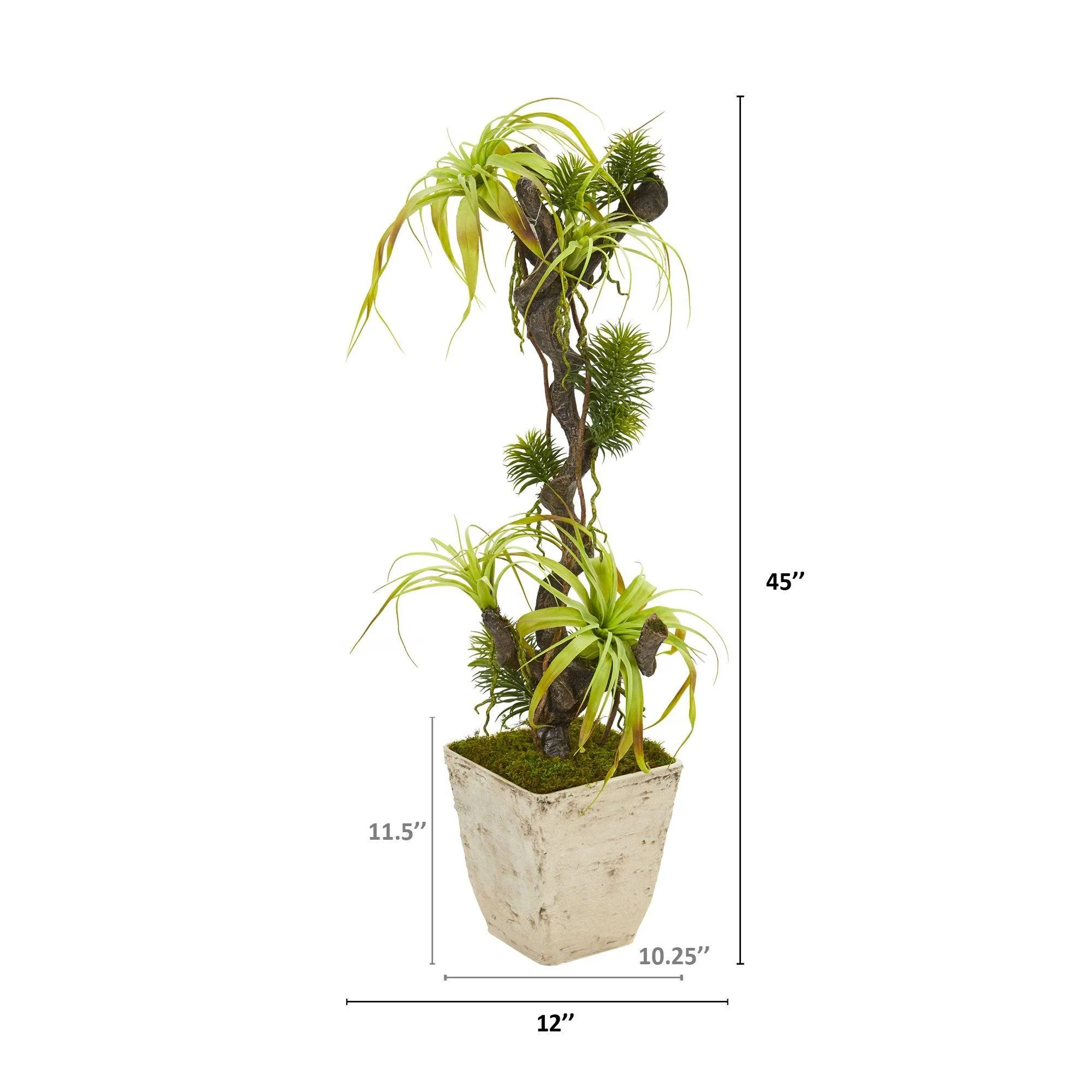 45” Tillandsia Artificial Plant in Country White Planter - Image 2