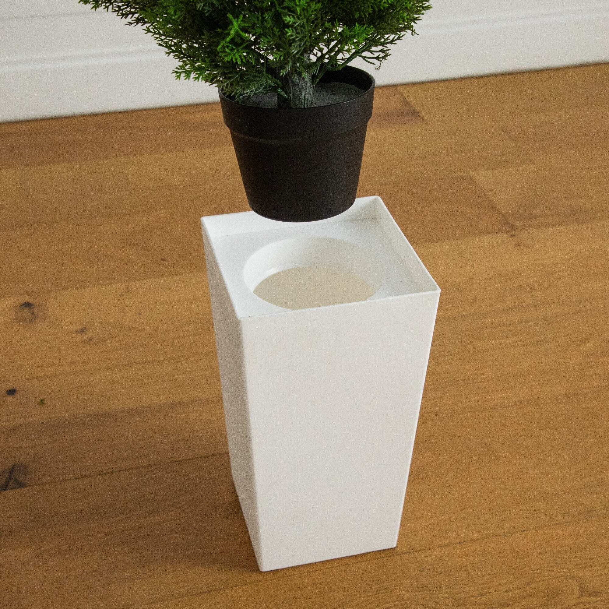 45" UV Resistant Artificial Cedar Tree in White Tower Planter (Indoor/Outdoor) - Image 7