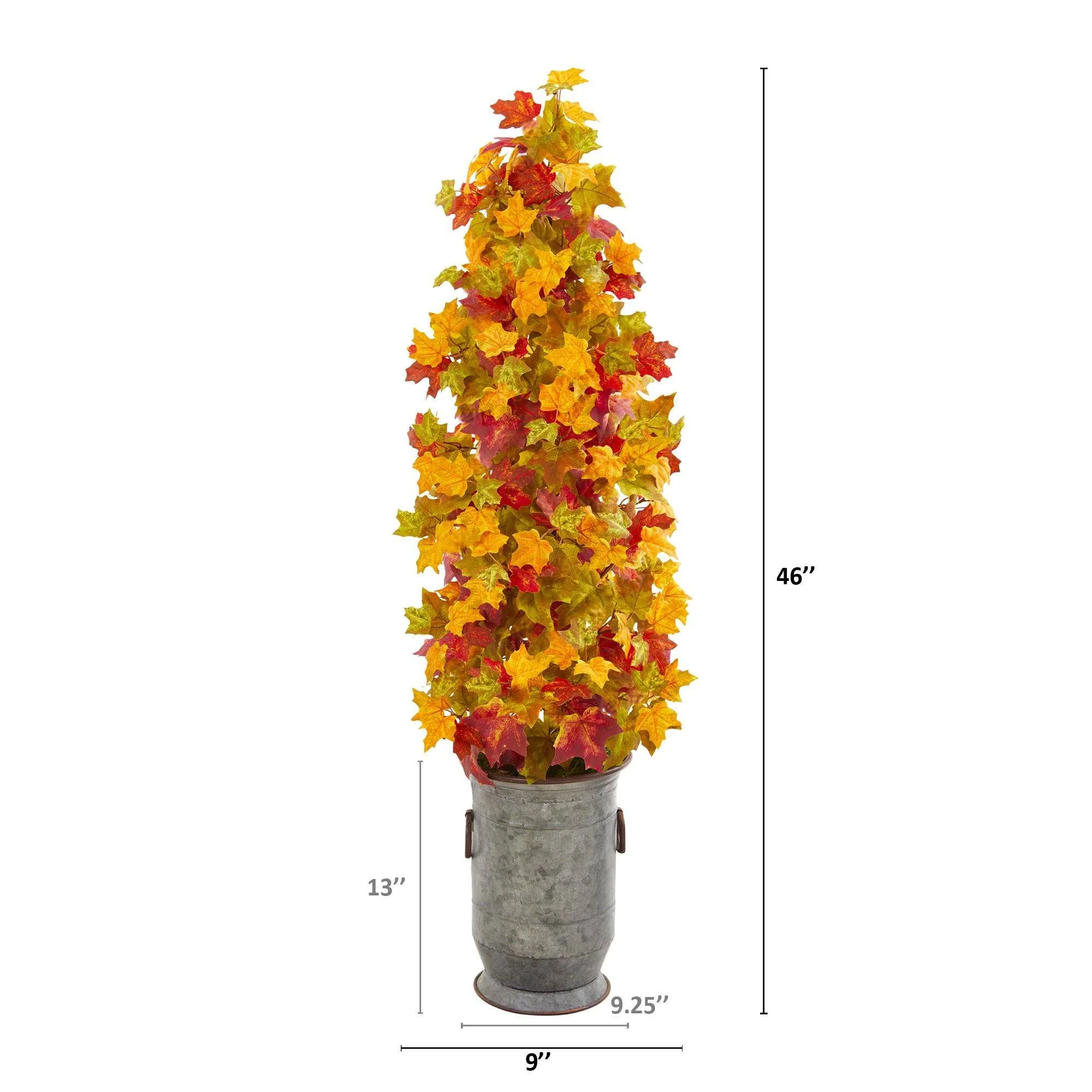 46” Autumn Maple Artificial Tree in Vintage Metal Planter - Image 2