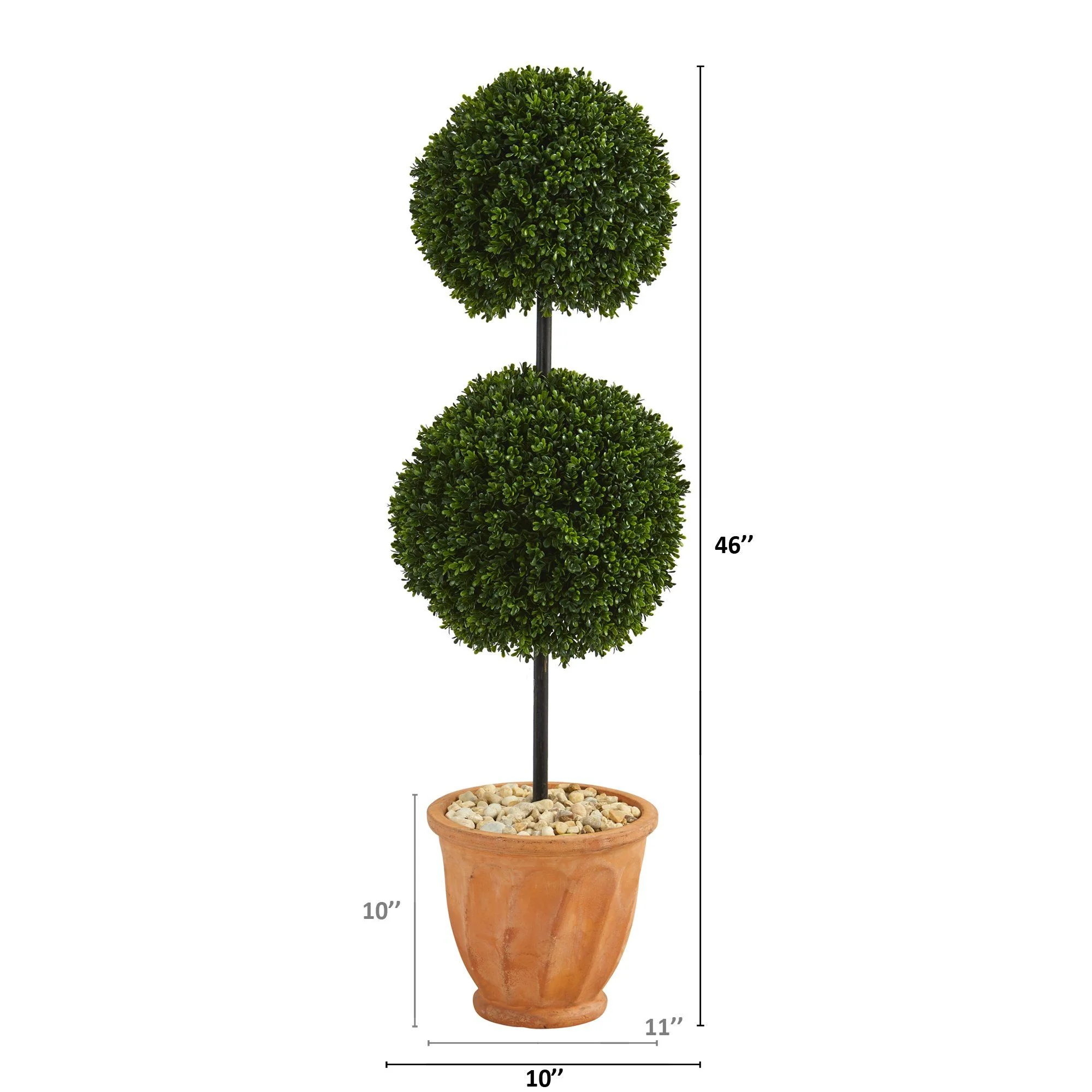 46” Boxwood Double Ball Artificial Topiary Tree in Terra-Cotta Planter (Indoor/Outdoor) - Image 2