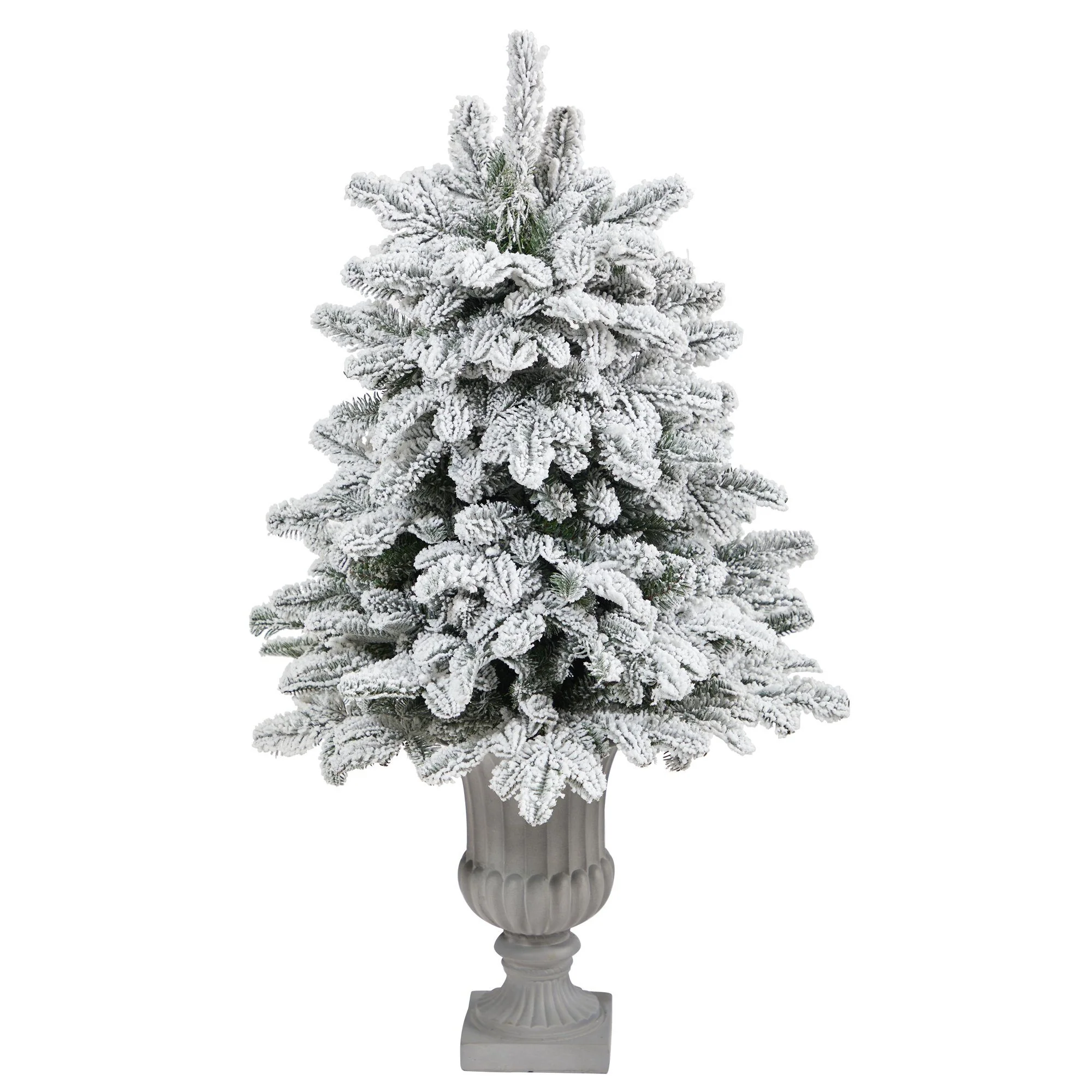 46” Flocked North Carolina Fir Artificial Christmas Tree with 150 Warm White Lights and 545 Bendable Branches in Decorative Urn - Image 3