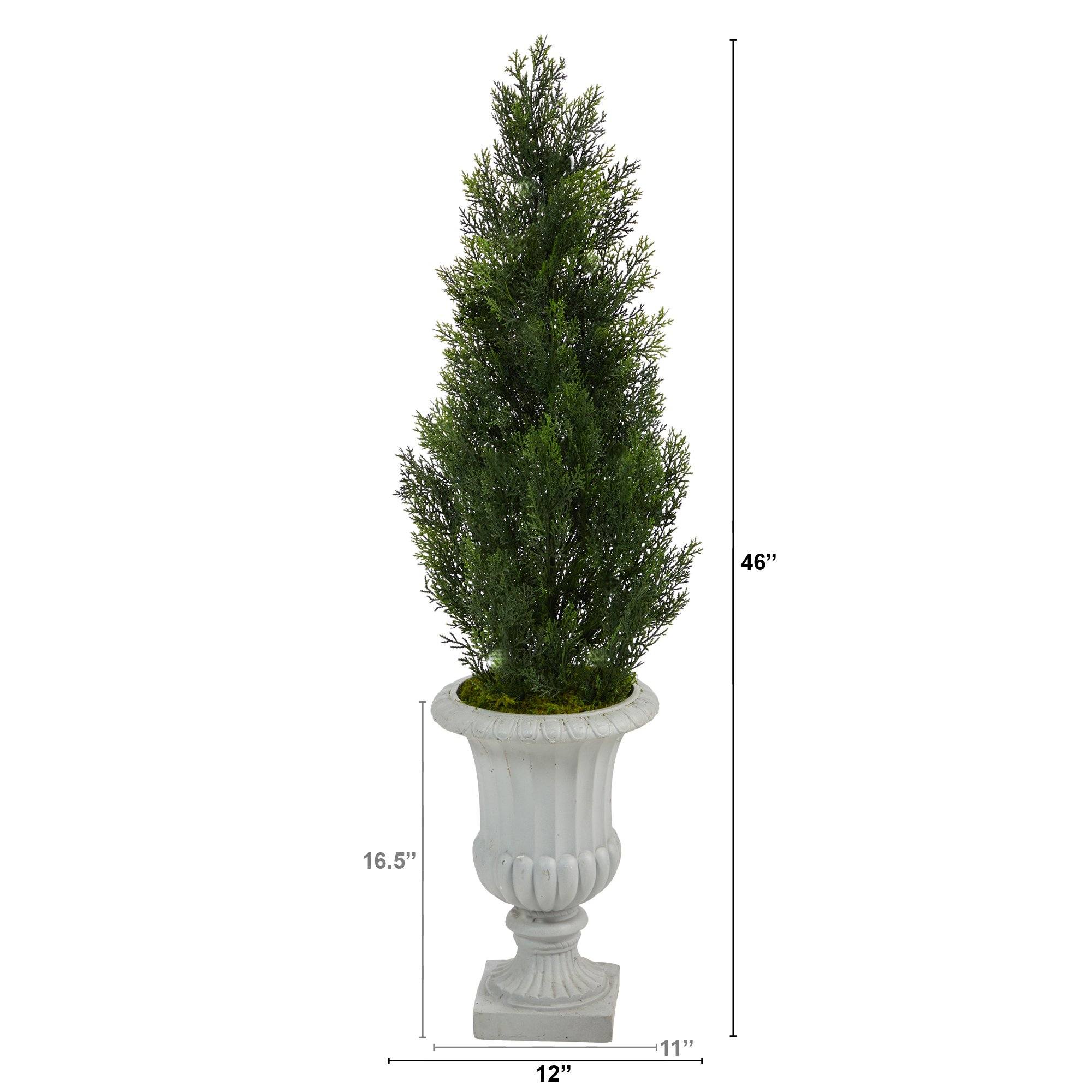46” Mini Cedar Artificial Pine Tree in Decorative Urn UV Resistant (Indoor/Outdoor) - Image 2