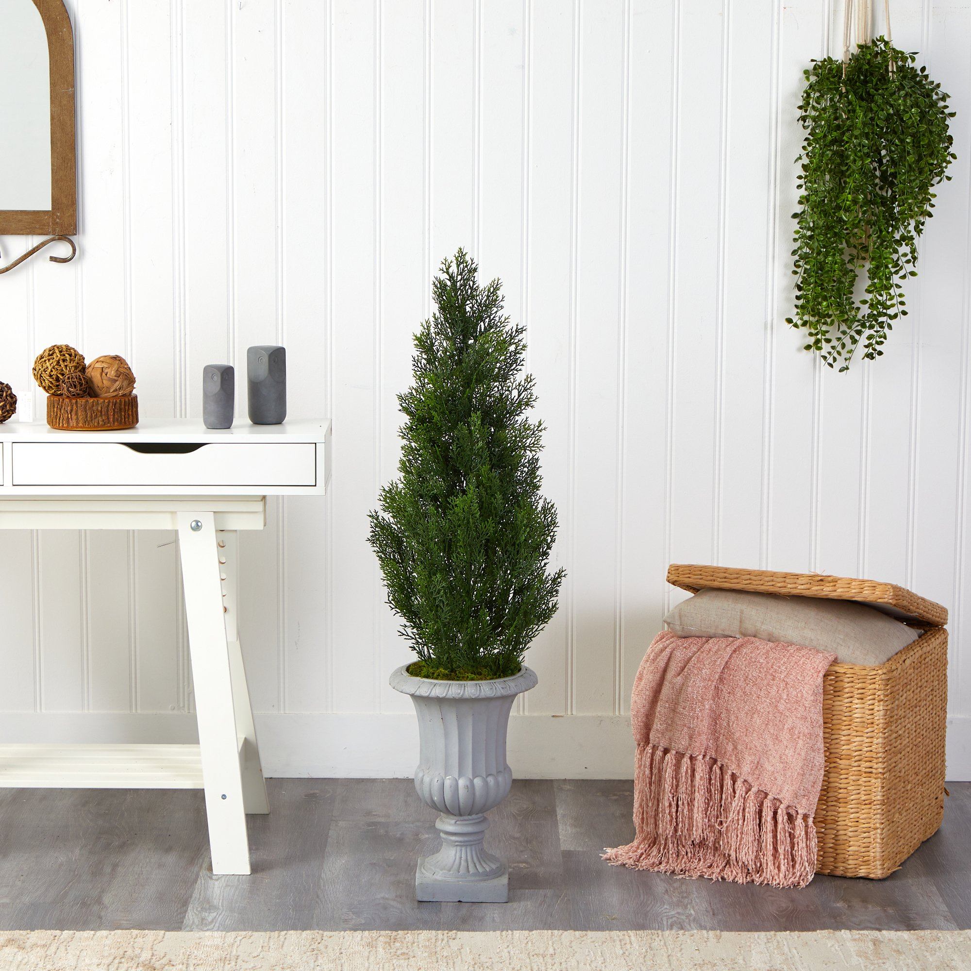 46” Mini Cedar Artificial Pine Tree in Decorative Urn UV Resistant (Indoor/Outdoor) - Image 3