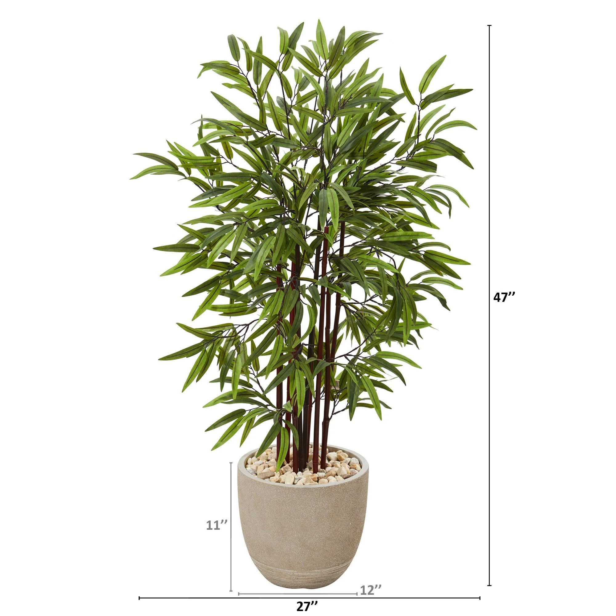 47” Bamboo Artificial Tree in Sandstone Planter - Image 2