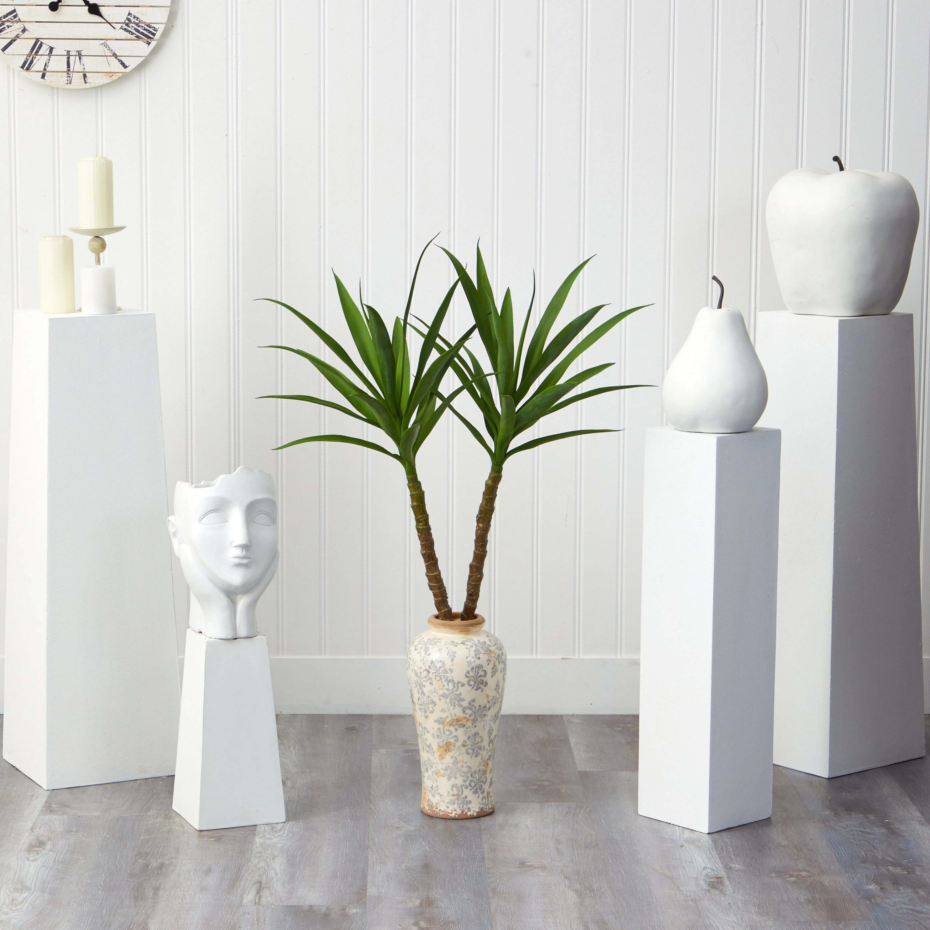 47” Double Yucca Artificial Plant in Designer Planter - Image 3