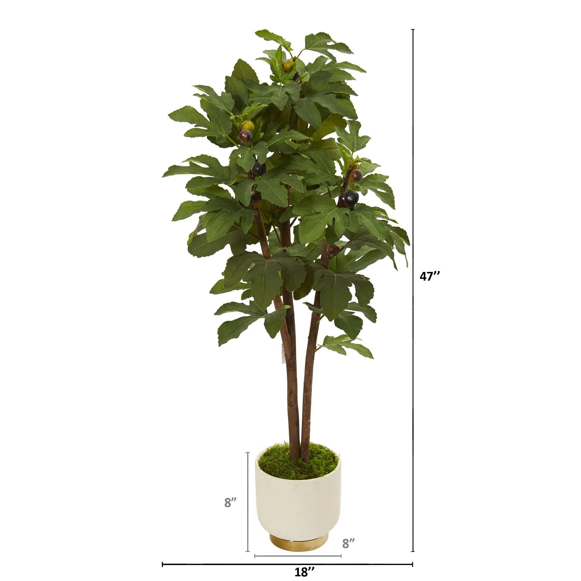 47” Fig Artificial Tree in White Bowl - Image 2