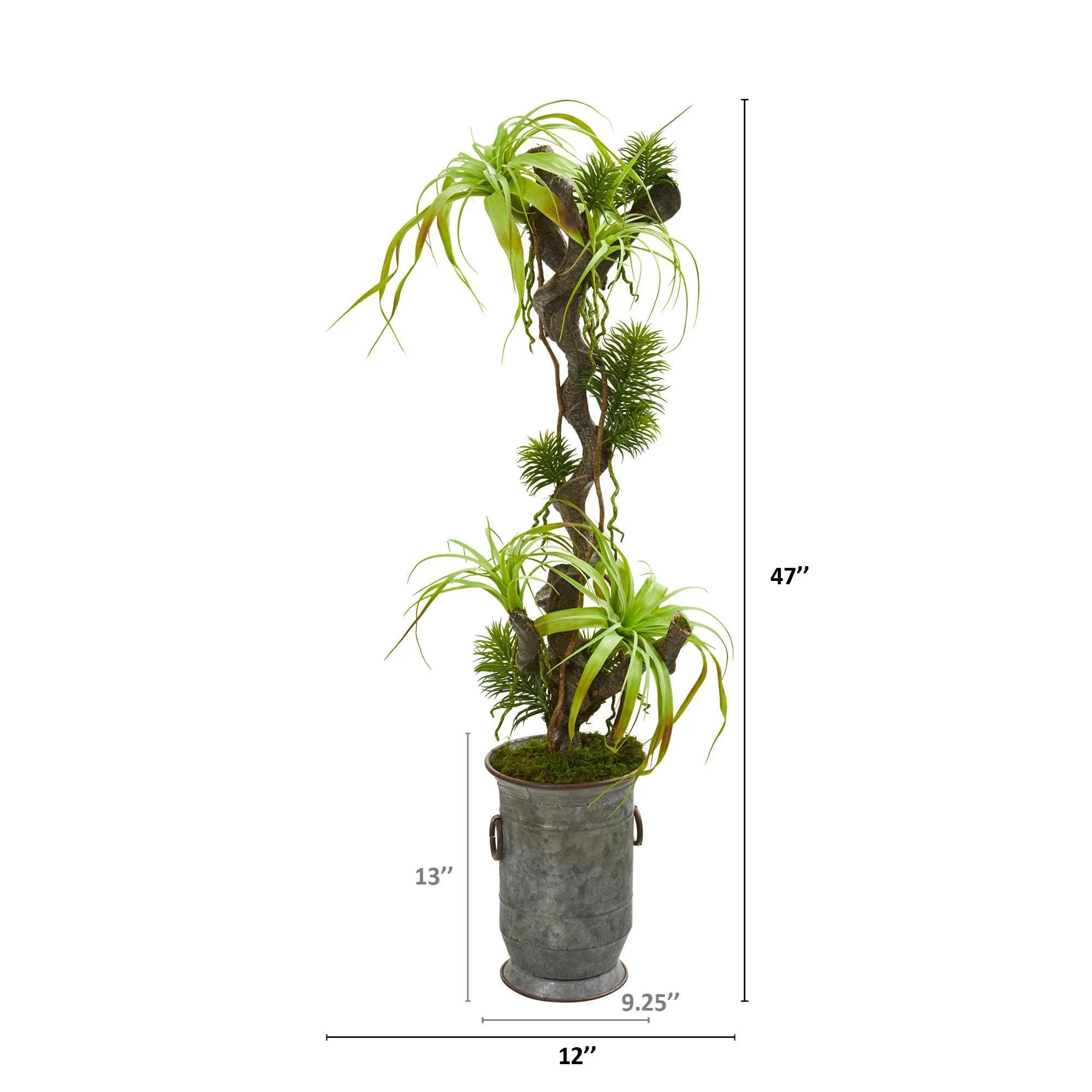 47” Tillandsia Artificial Plant in Vintage Metal Planter - Image 2