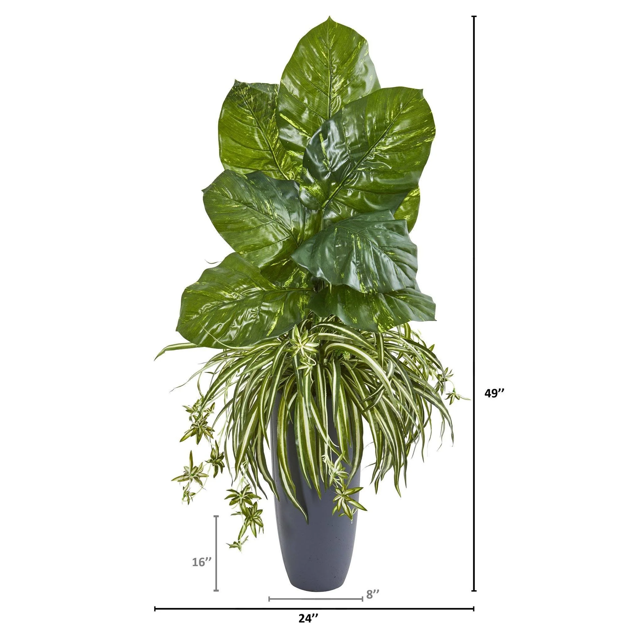 49” Spider and Pothos Artificial Plant in Gray Planter - Image 2