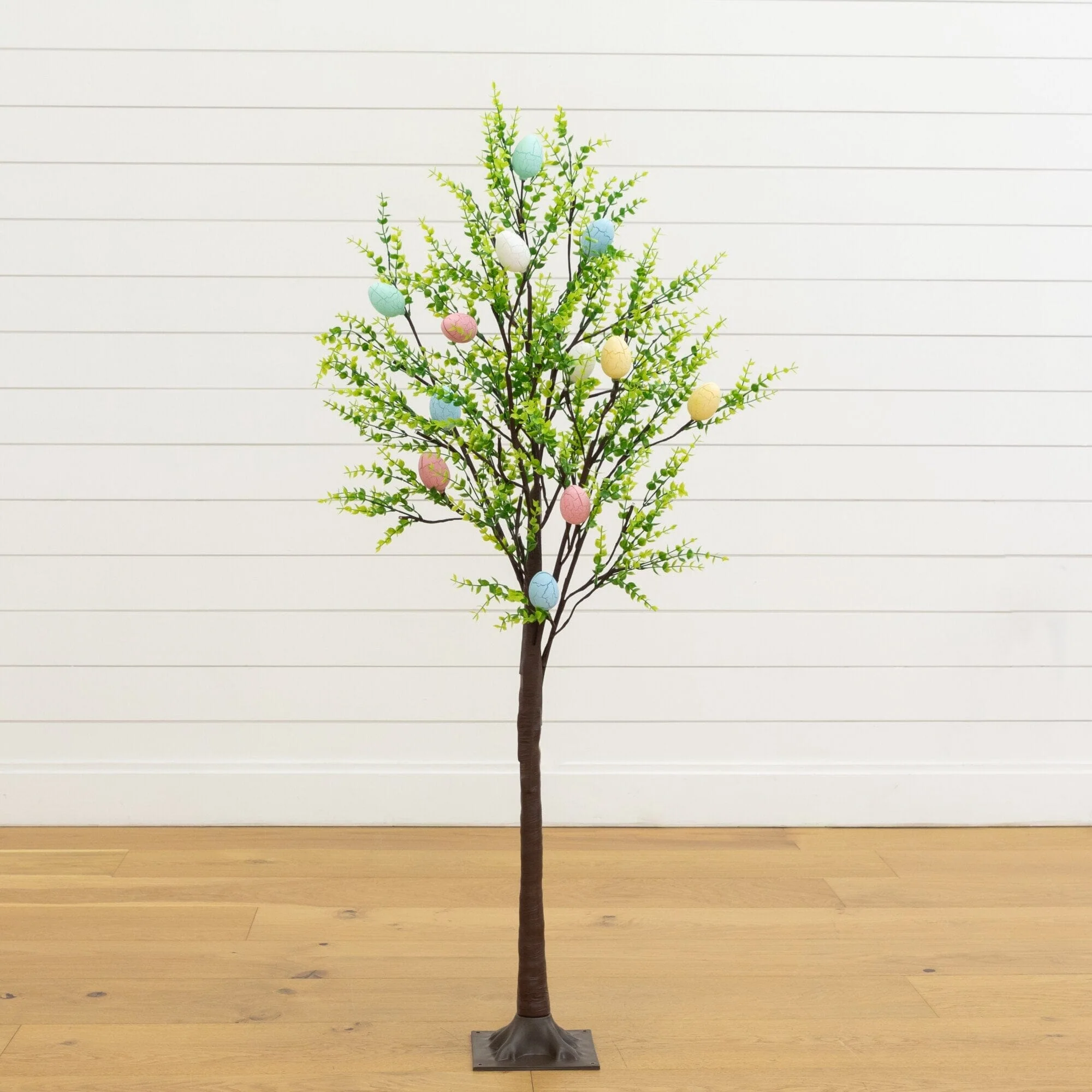 4' Pre-Lit Artificial Easter Egg Twig Tree with Greens and 48 Warm White LED Lights - Image 4