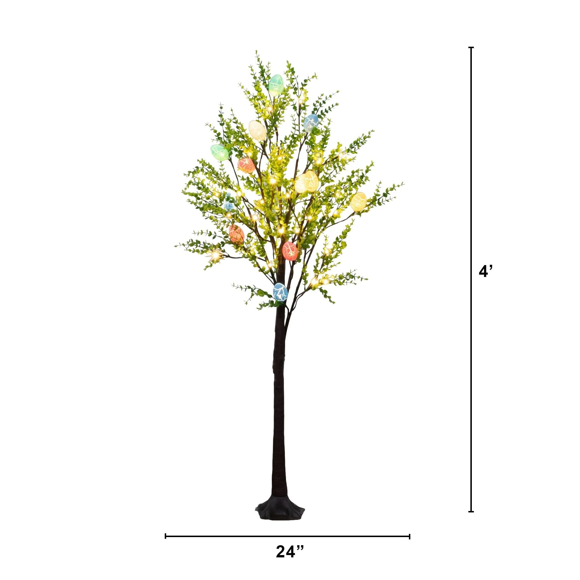 4' Pre-Lit Artificial Easter Egg Twig Tree with Greens and 48 Warm White LED Lights - Image 7