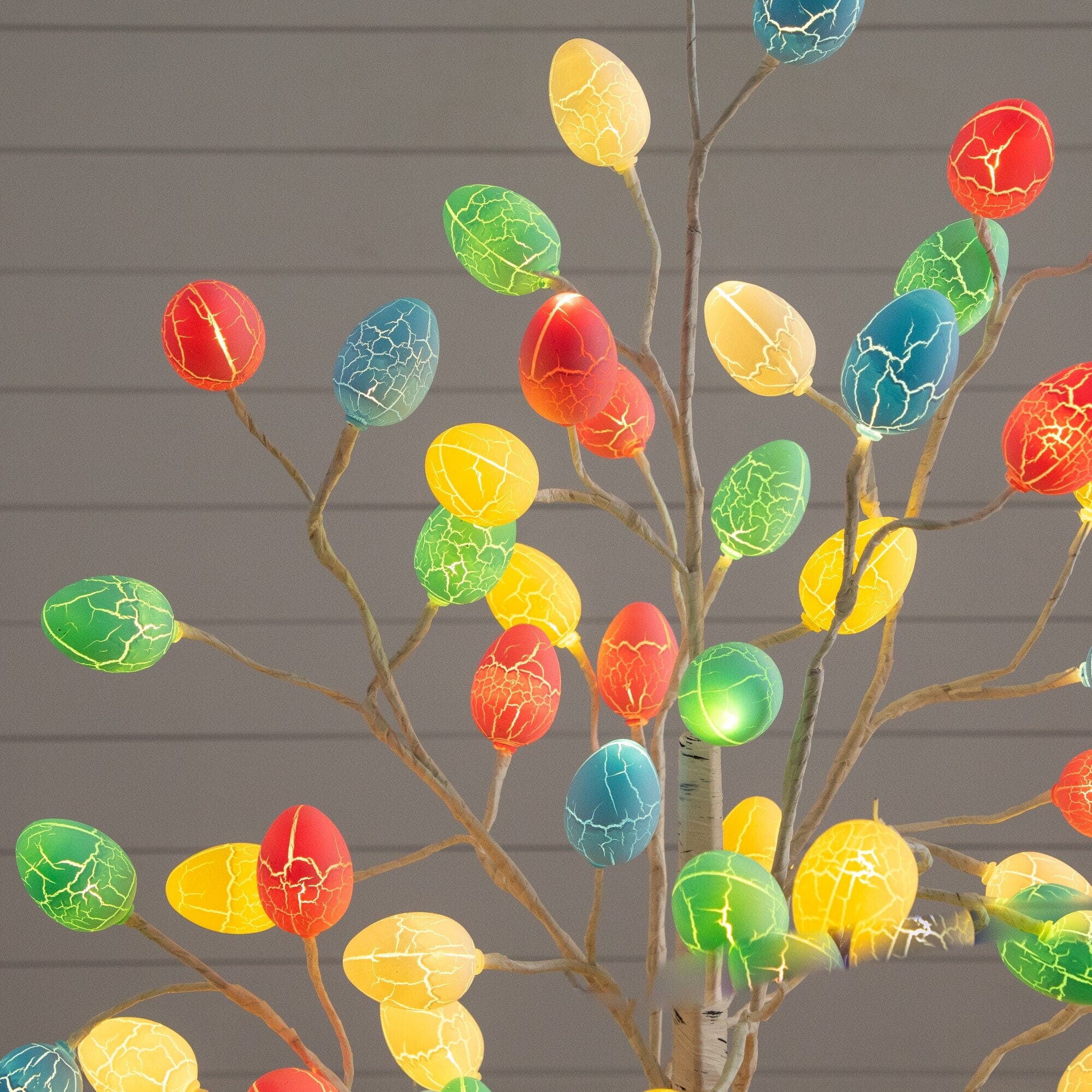 4' Pre-Lit Artificial Easter Twig Tree with 48 Egg Shaped LED Ornaments - Image 2