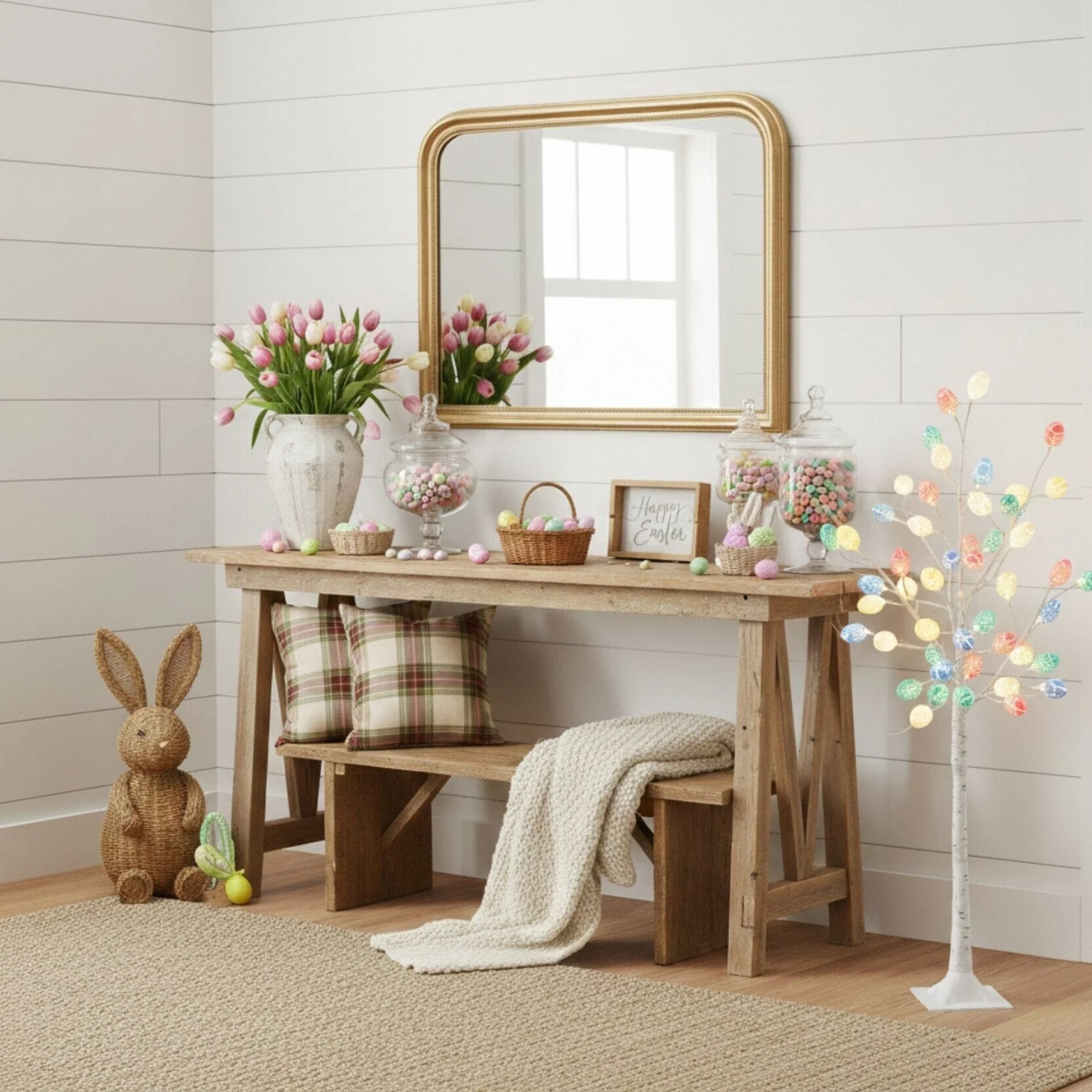 4' Pre-Lit Artificial Easter Twig Tree with 48 Egg Shaped LED Ornaments - Image 3