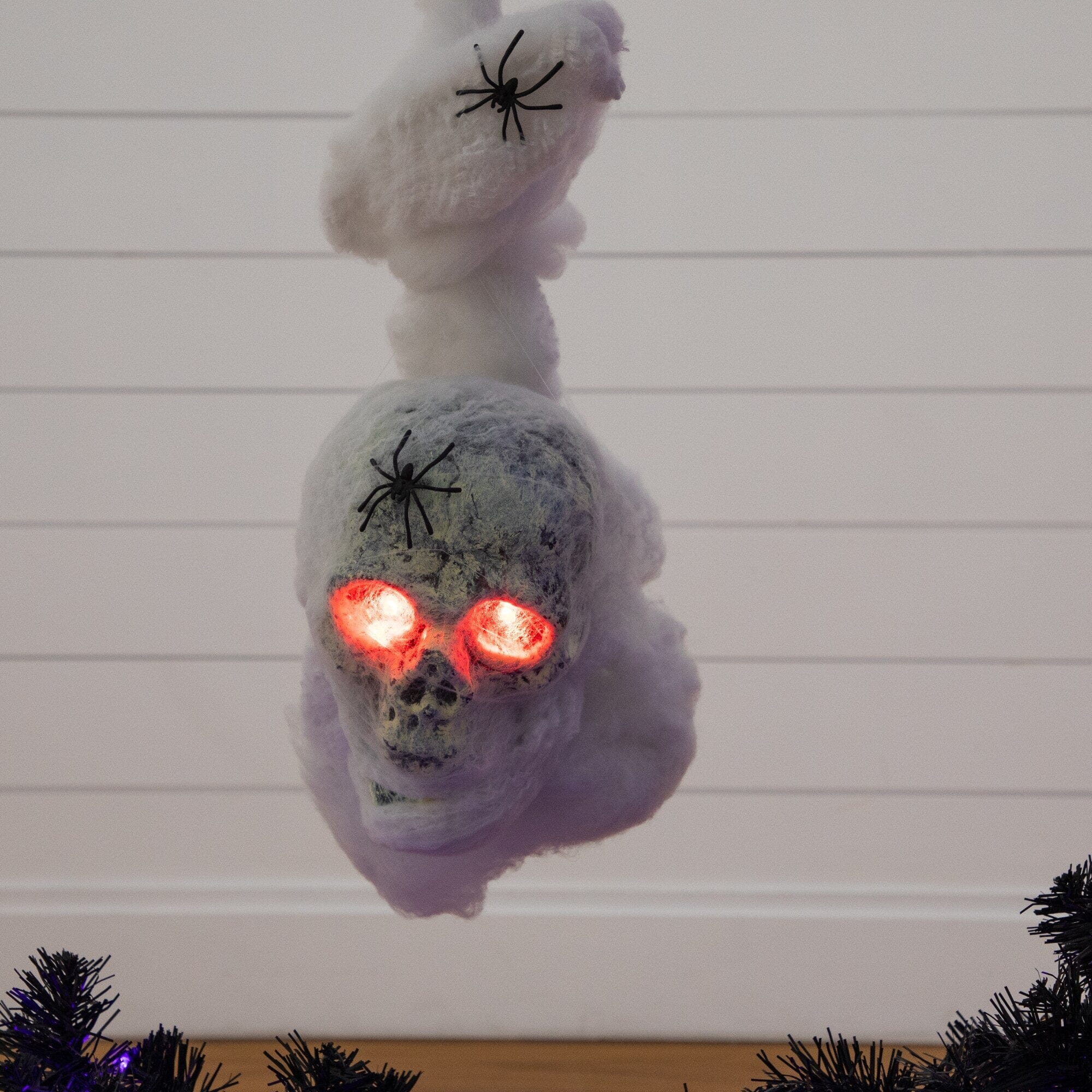 4' Pre-Lit Artificial Halloween Black Moon & Skull Tree with 250 Orange & Purple LED Lights - Image 7
