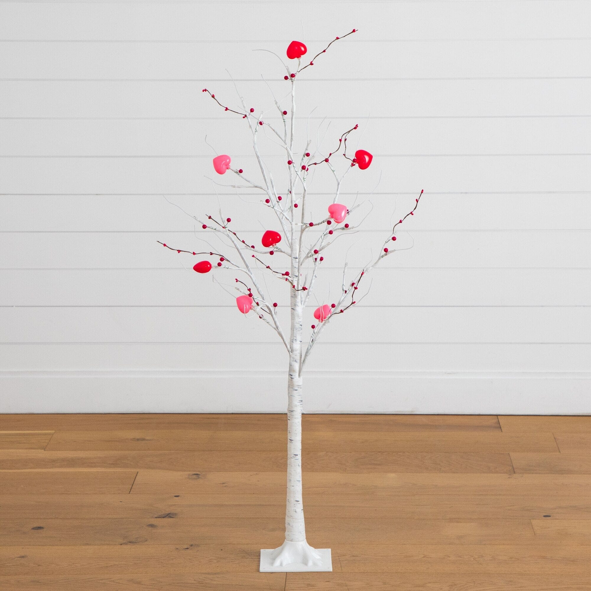 4' Pre-Lit Artificial Valentine's Day Twig Tree with 48 Heart Shaped LED Lights and Red Berries - Image 4