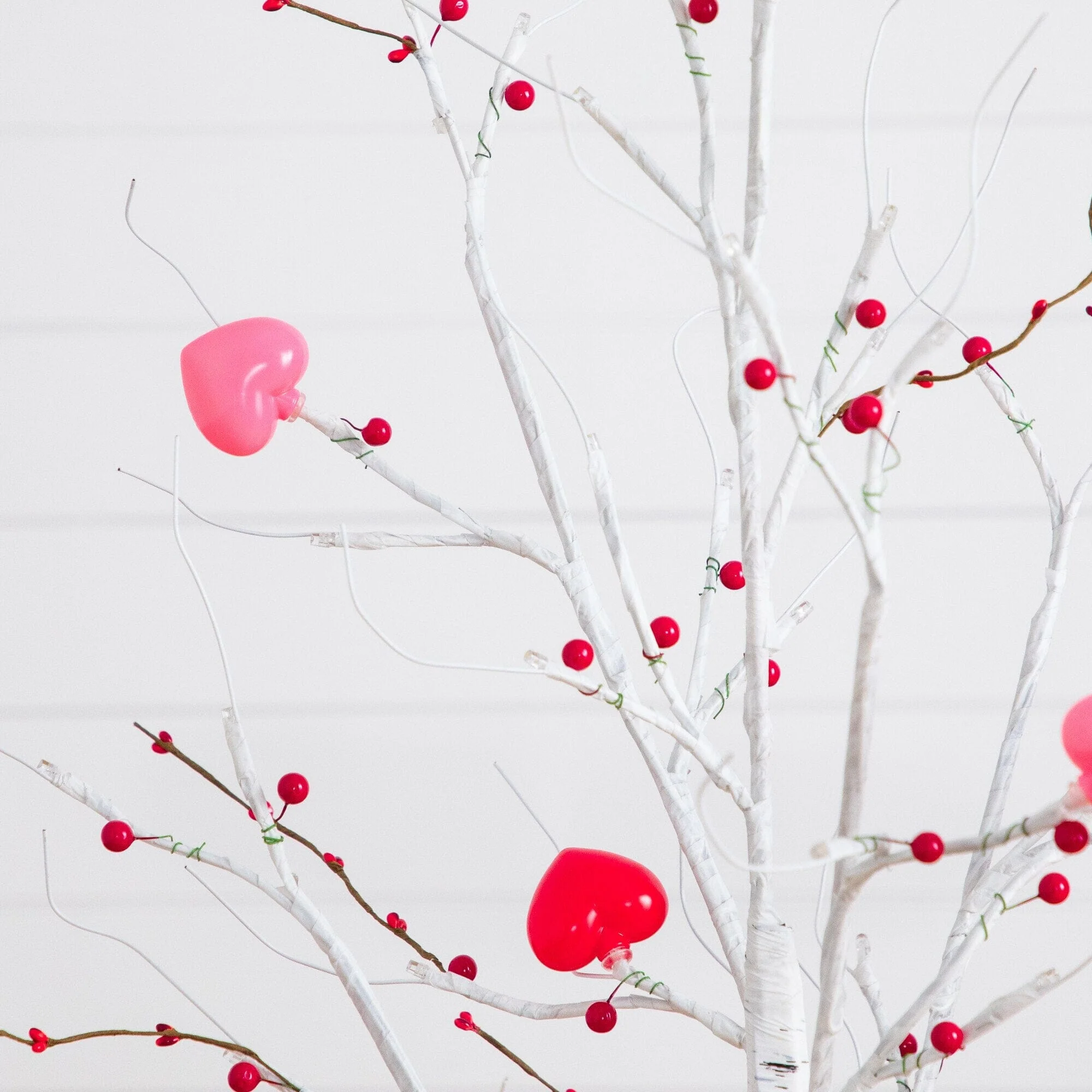 4' Pre-Lit Artificial Valentine's Day Twig Tree with 48 Heart Shaped LED Lights and Red Berries - Image 5