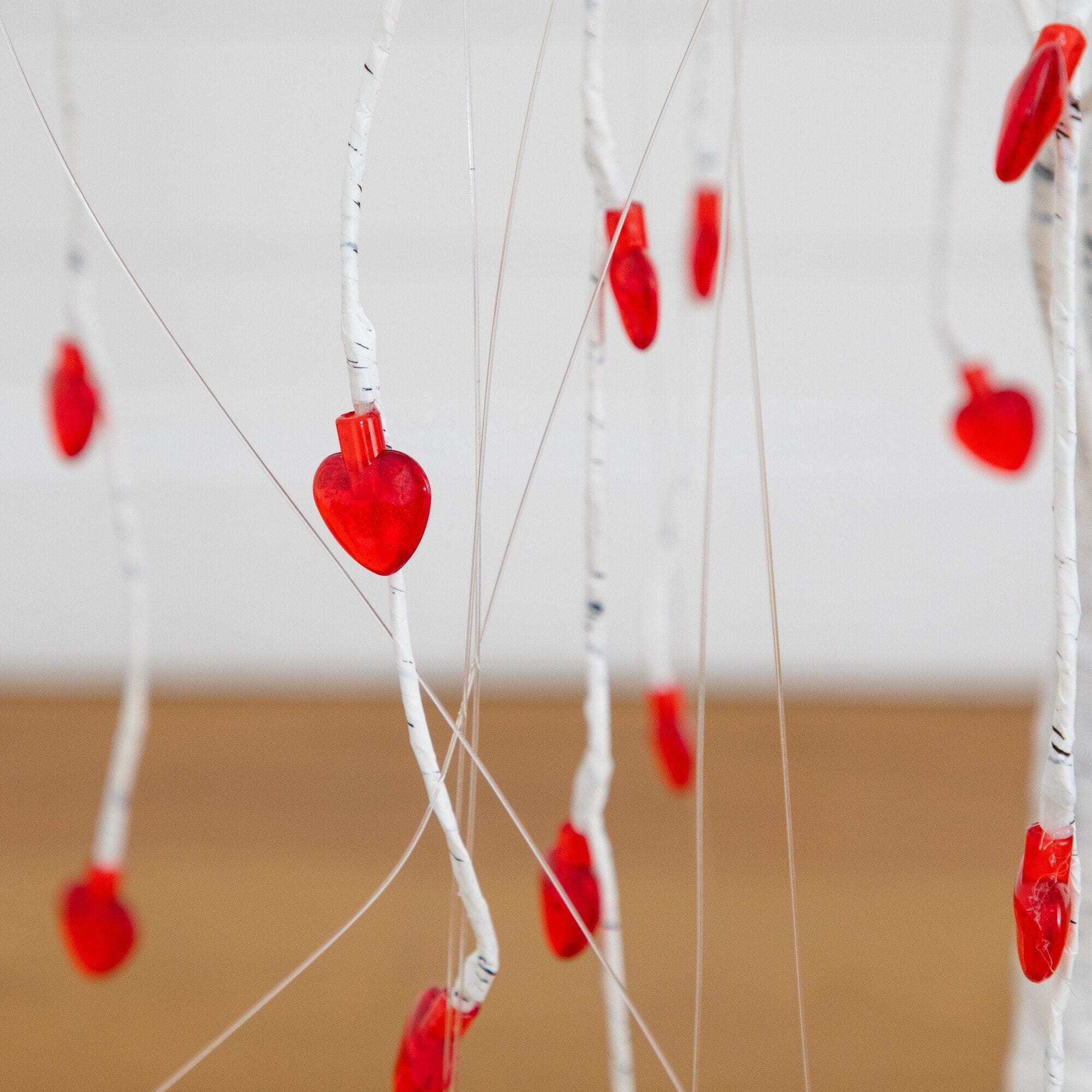 4' Pre-Lit Artificial Valentine's Day Willow Tree with 48 Heart Shaped LED Lights - Image 2
