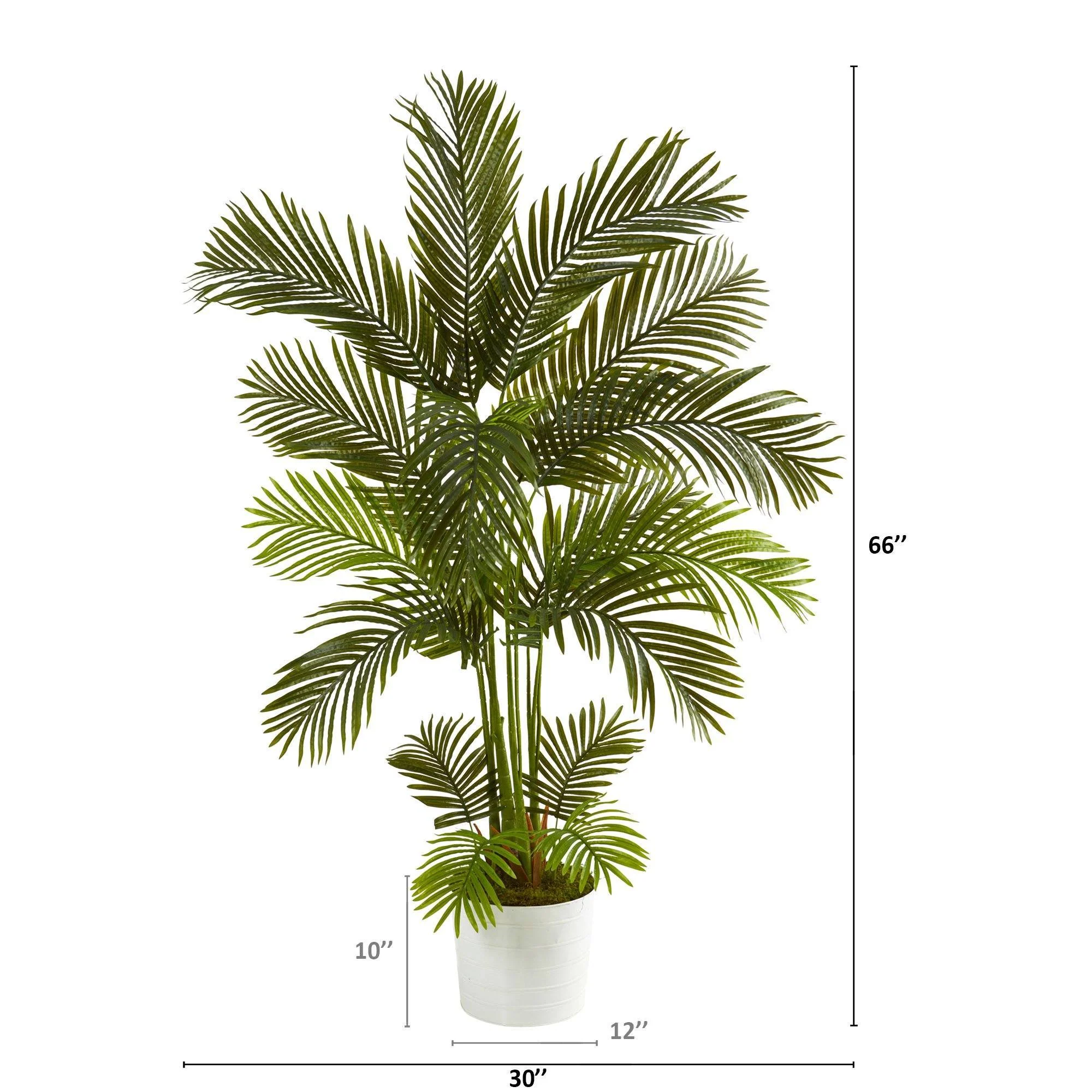 5.5' Areca Palm Artificial Tree in White Tin Planter - Image 2