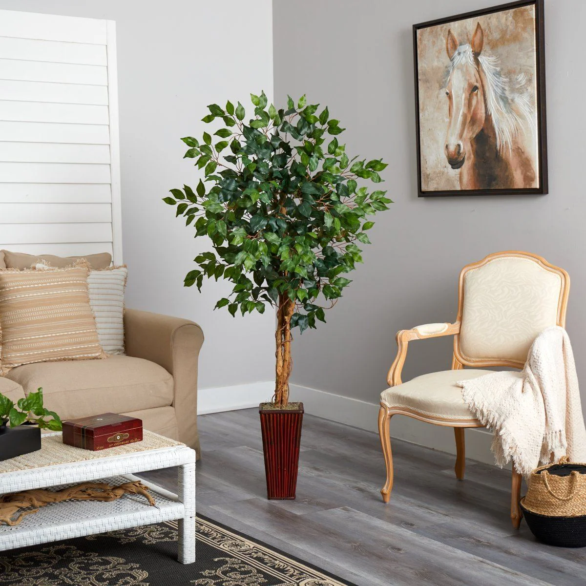 5.5’ Ficus Tree w/Bamboo Planter - Image 6
